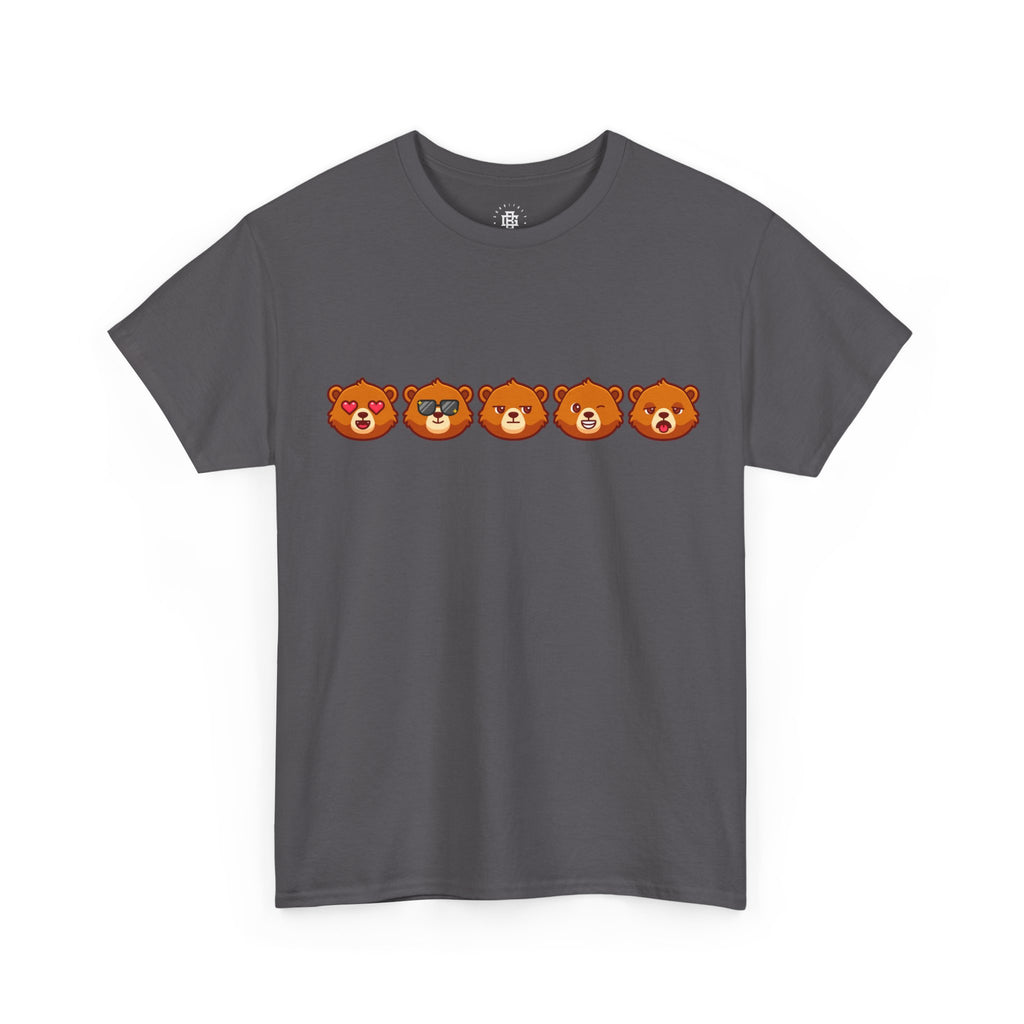 Bear Emoji Line T-Shirt — Cute Bear Faces Graphic Tee