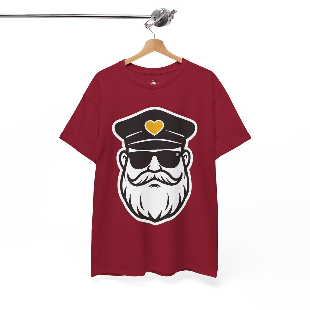 Bearded Captain Graphic Tee — Nautical Sailor Hat Design with Heart