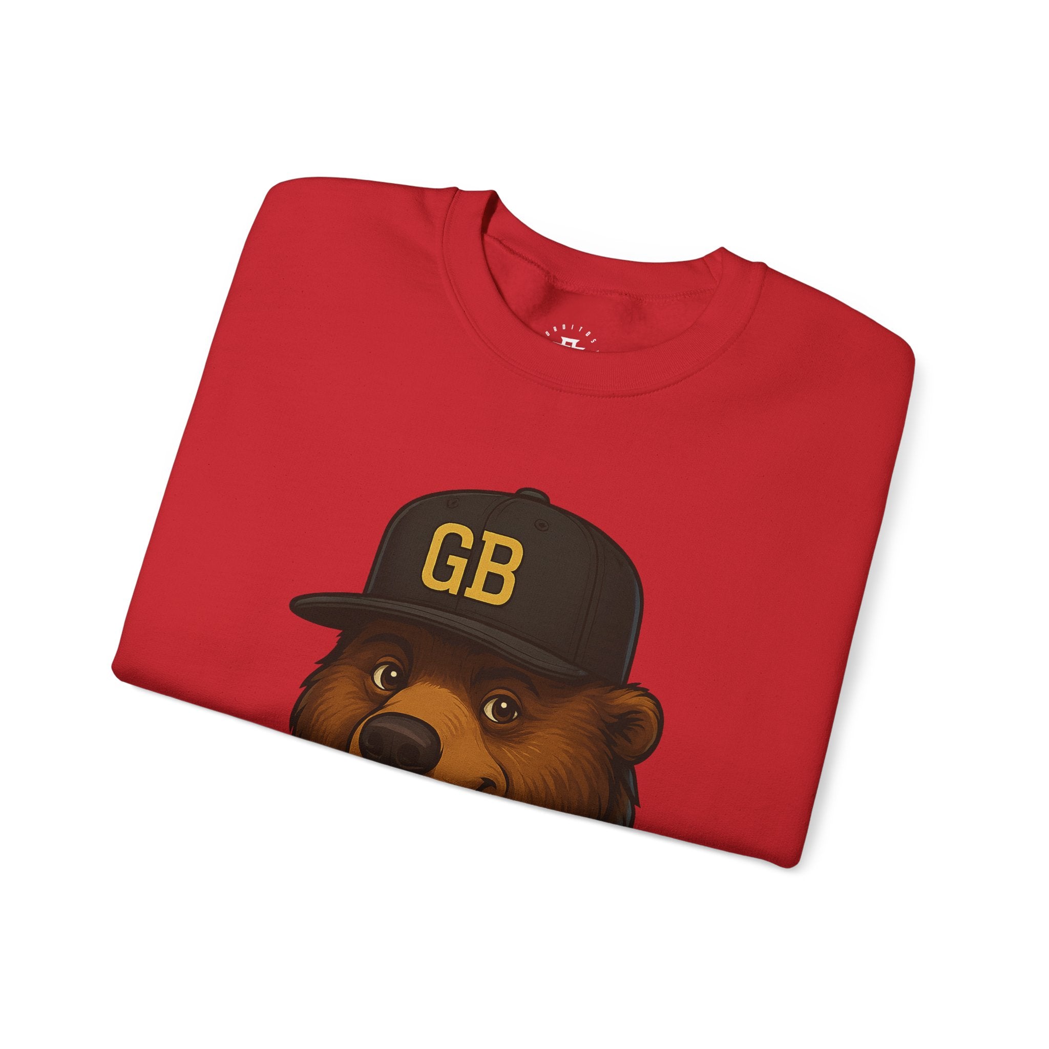 Bear Hip-Hop Crewneck Sweatshirt — Gold GB Chain & Cap Graphic