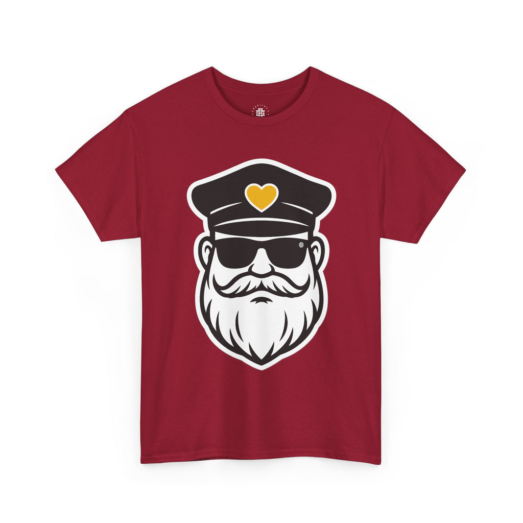 Bearded Captain Graphic Tee — Nautical Sailor Hat Design with Heart