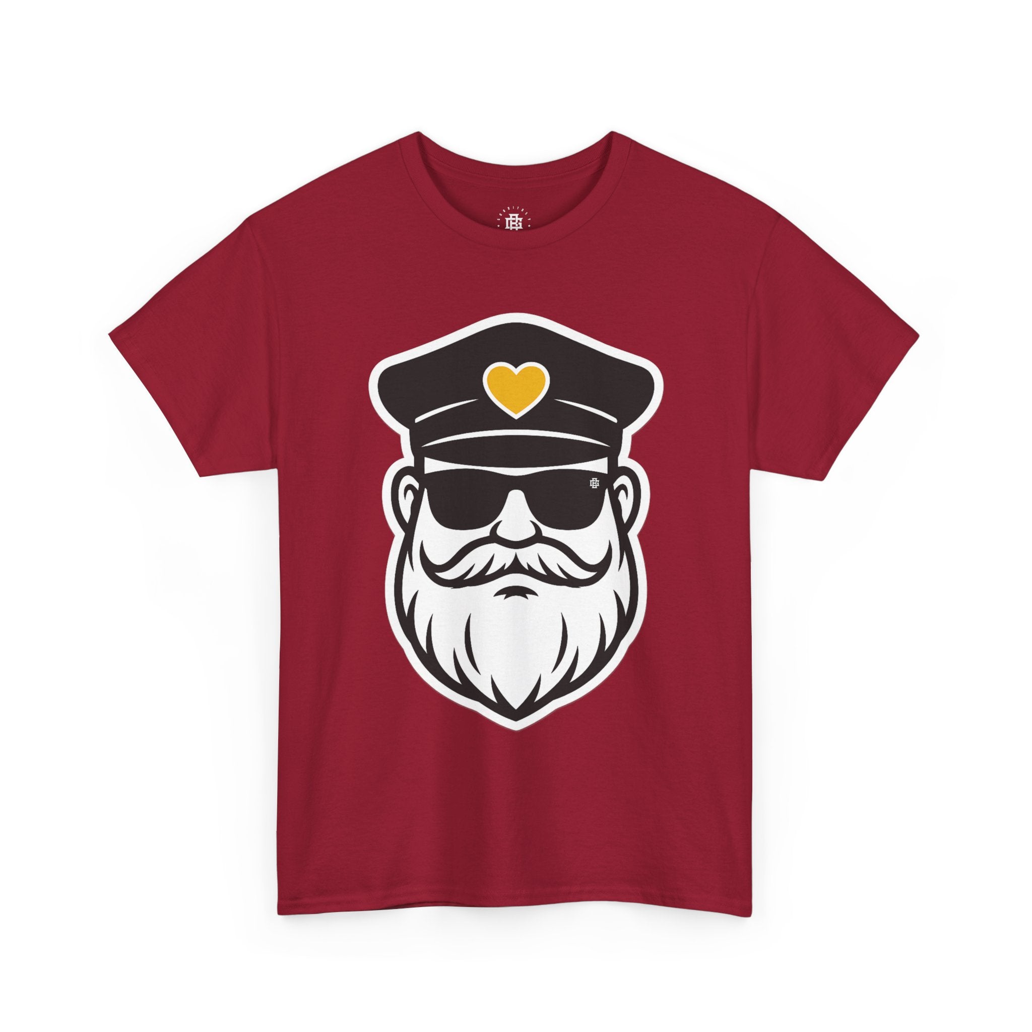 Bearded Captain Graphic Tee — Nautical Sailor Hat Design with Heart