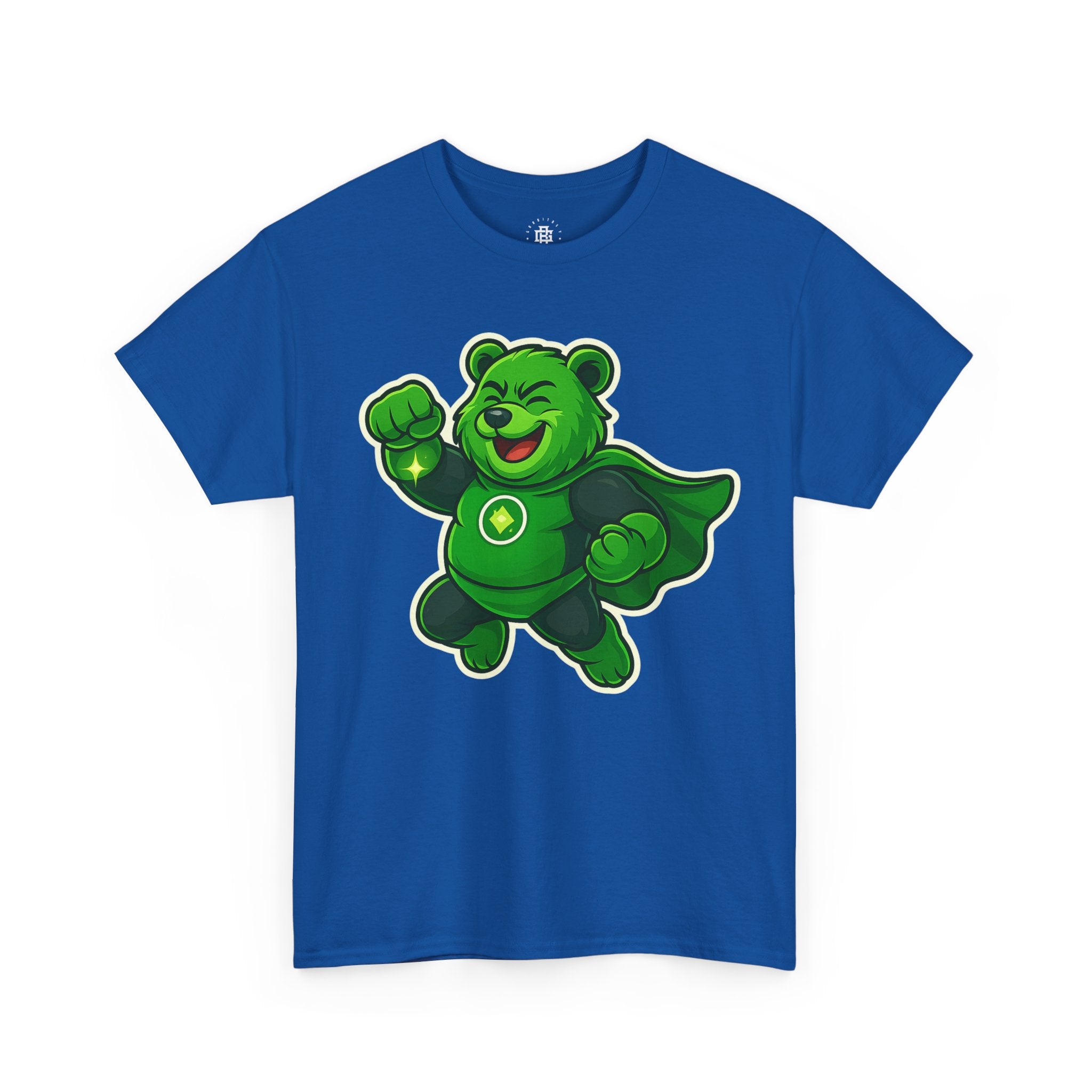 Green Superhero Bear T‑Shirt — Cute Gamer/Geek Graphic Tee
