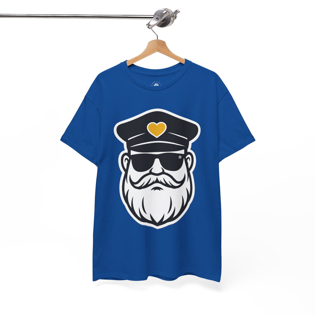 Bearded Captain Graphic Tee — Nautical Sailor Hat Design with Heart