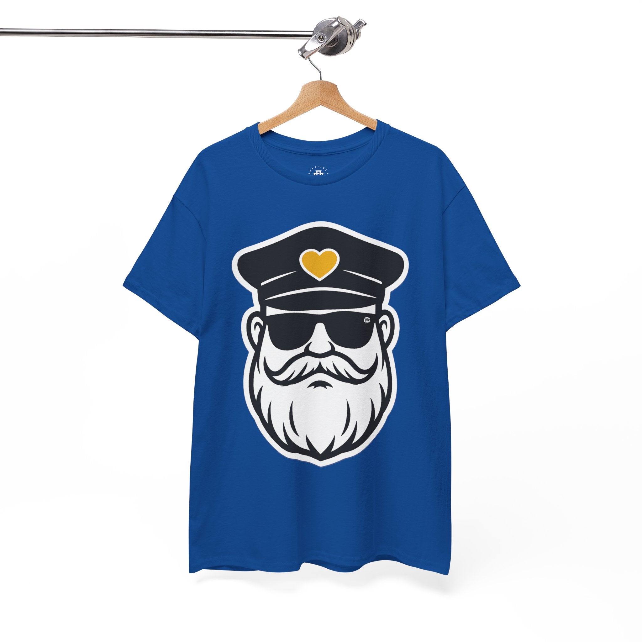 Bearded Captain Graphic Tee — Nautical Sailor Hat Design with Heart