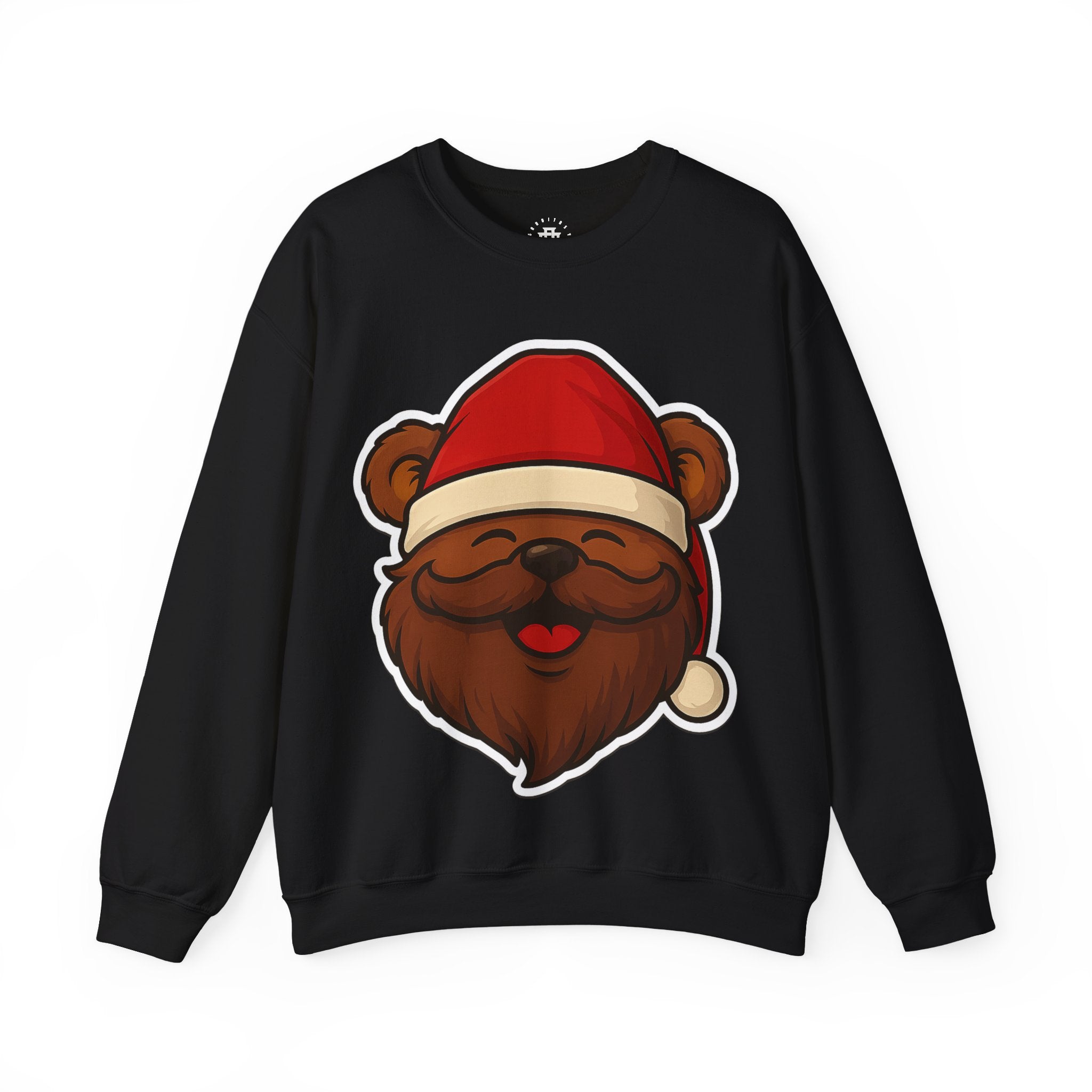 Christmas Bear Sweatshirt — Santa Bear Face Holiday Crewneck