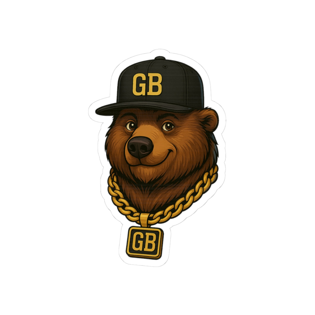 Cool Bear Sticker — Gold Chain Hip-Hop Bear Kiss-Cut Decal