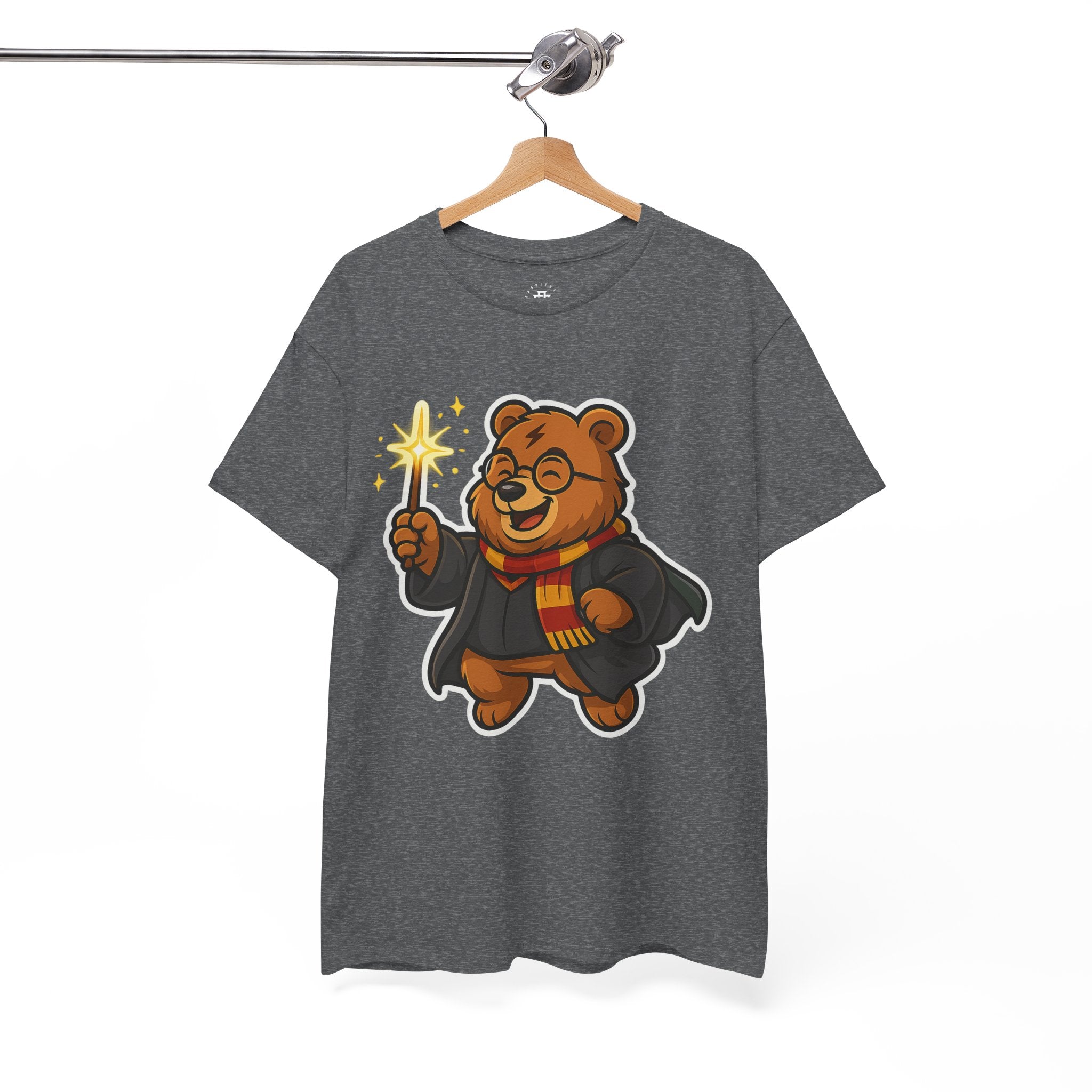 Wizard Bear T-Shirt — Cute Cartoon Bear with Wand & Scarf