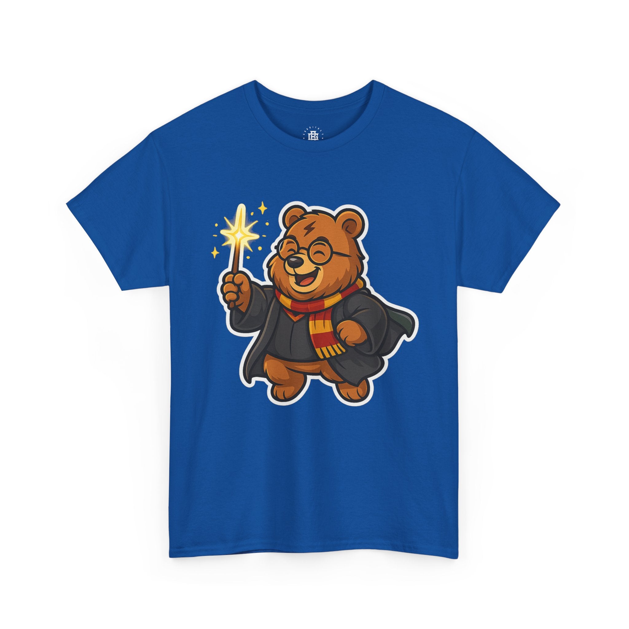 Wizard Bear T-Shirt — Cute Cartoon Bear with Wand & Scarf