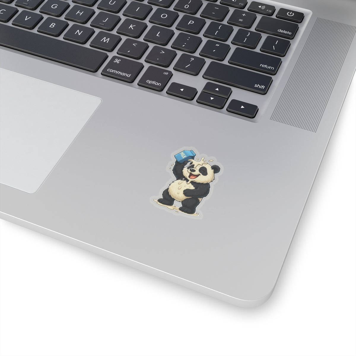 Panda Pouring Milk Kiss-Cut Sticker — Cute Cartoon Laptop Decal