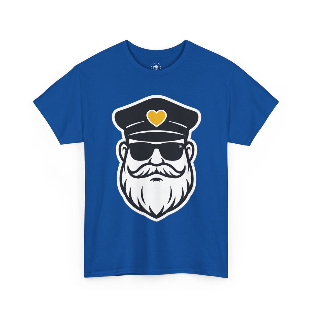 Bearded Captain Graphic Tee — Nautical Sailor Hat Design with Heart