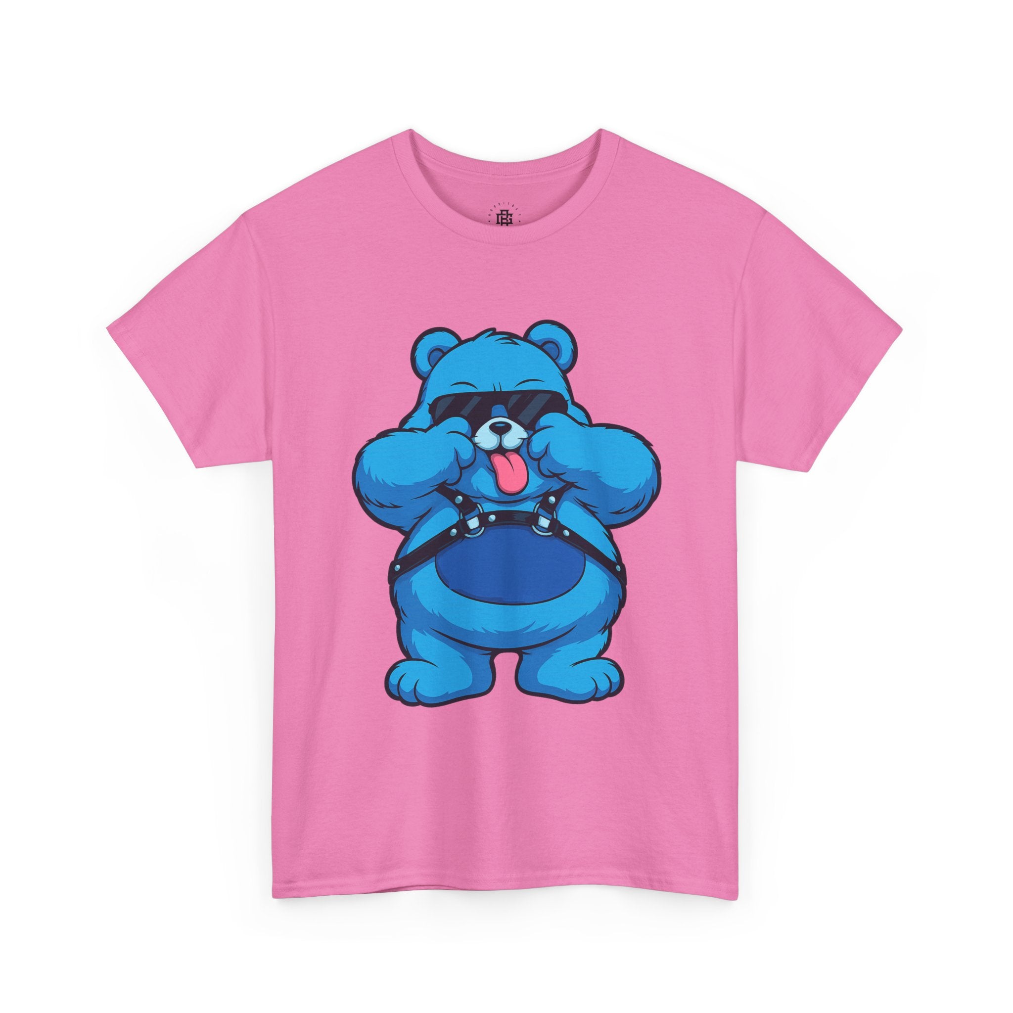 Blue Teddy Bear Graphic T-Shirt — Playful Peekaboo Design
