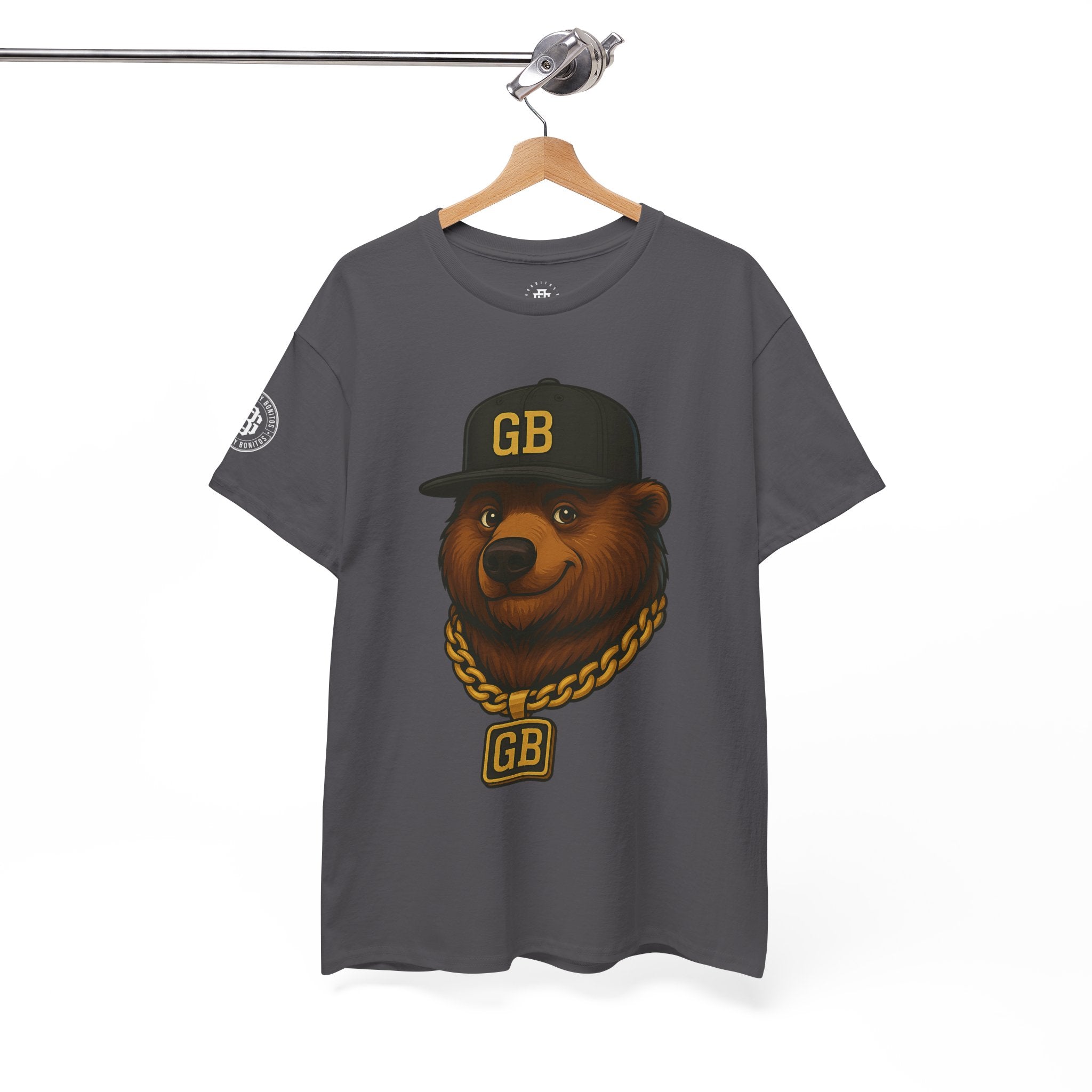Bear Hip-Hop Tee — 'GB' Chain & Cap Graphic Shirt