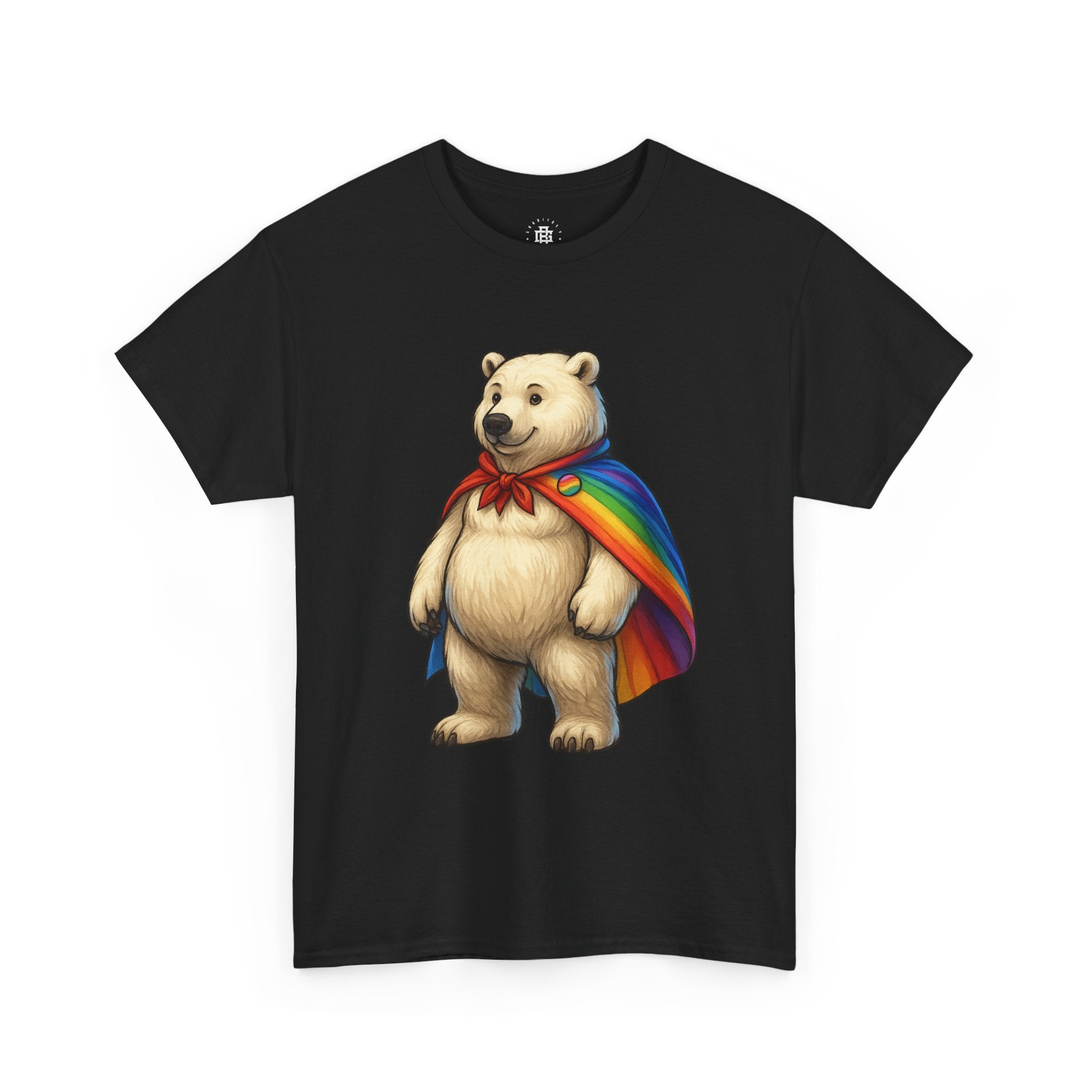 Rainbow Cape Polar Bear T‑Shirt — Cute LGBTQ+ Pride Graphic Tee