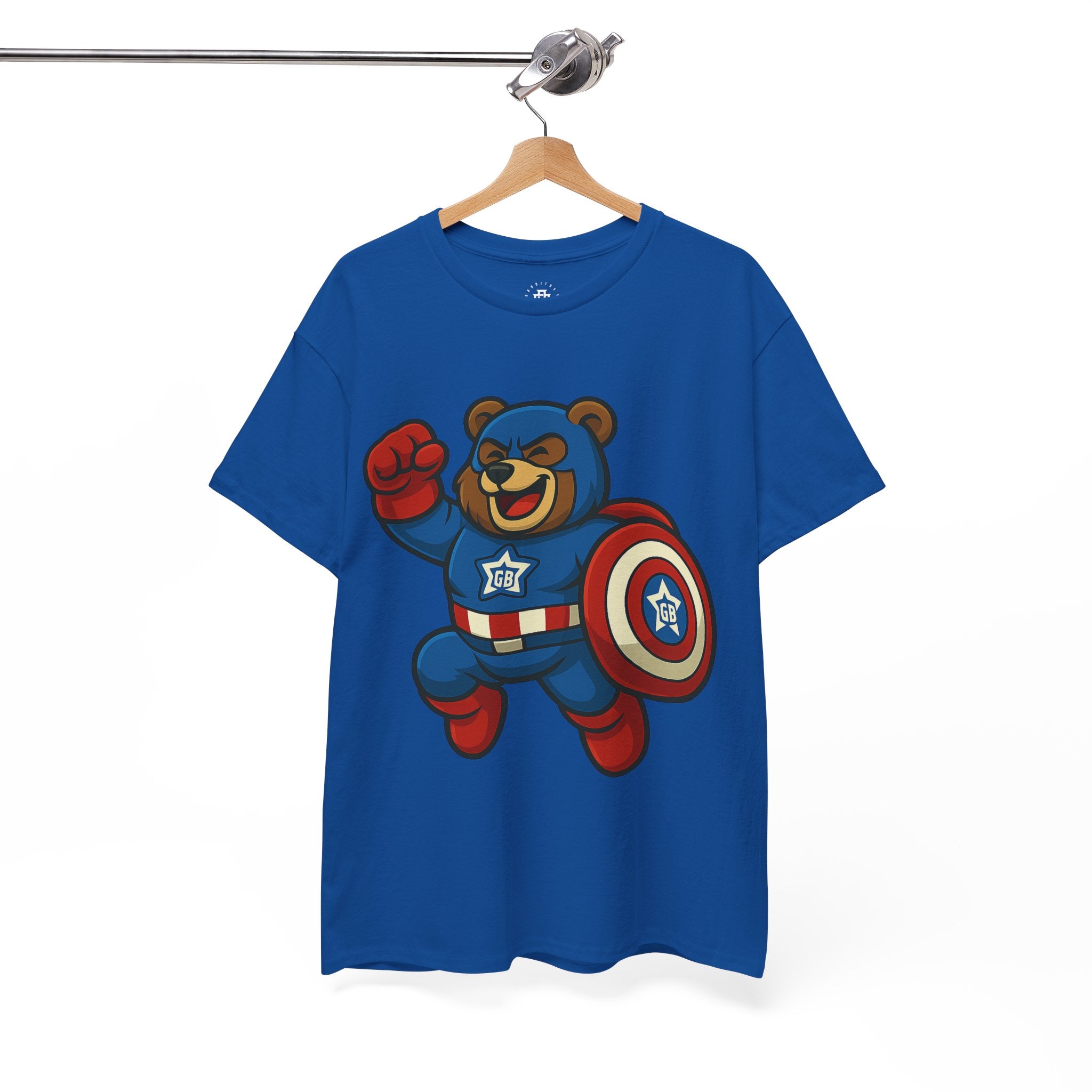Captain Bear Kids T‑Shirt — Superhero Bear Shield Tee for Toddlers & Kids