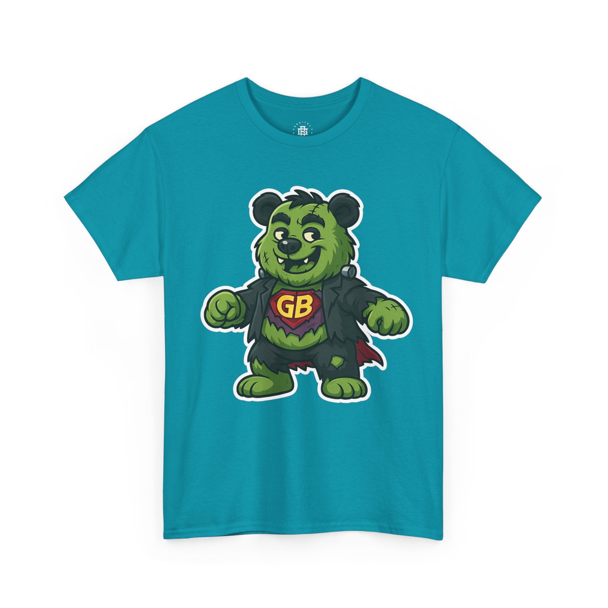 Green Monster Bear Graphic Tee — GB Superhero Cute Cartoon T-Shirt