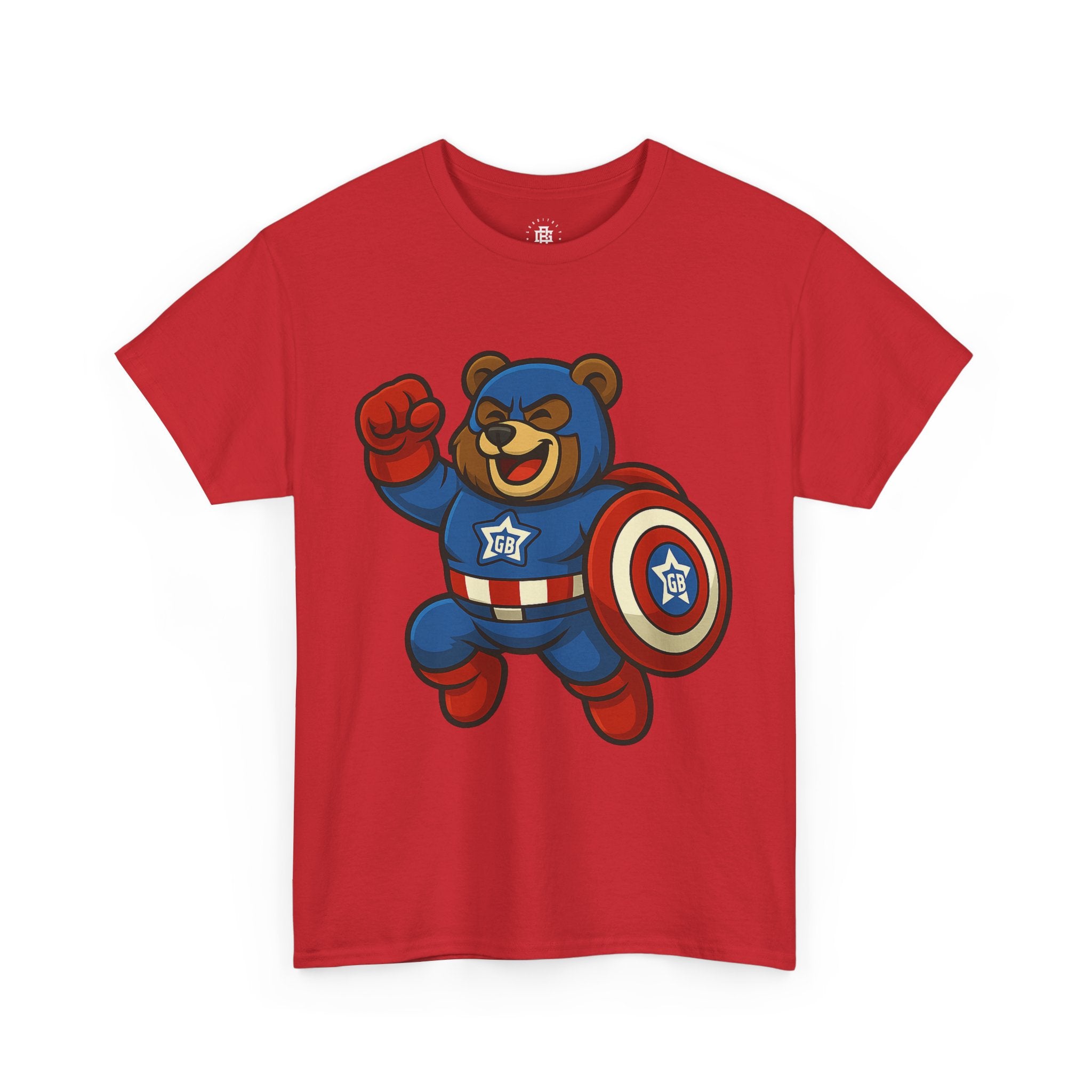 Captain Bear Kids T‑Shirt — Superhero Bear Shield Tee for Toddlers & Kids