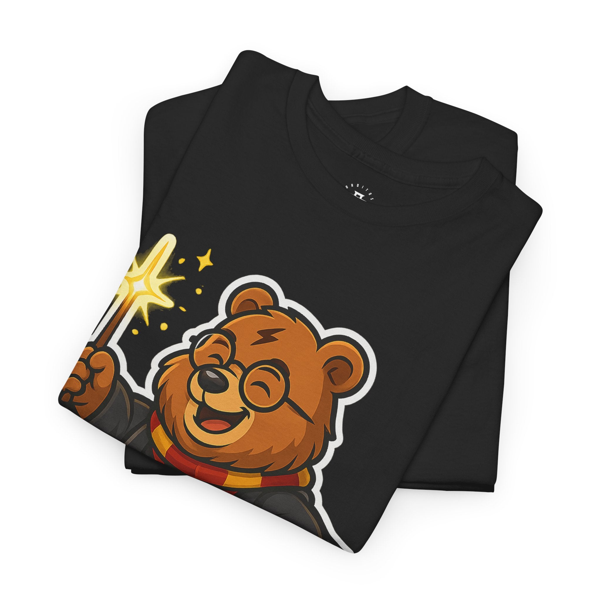 Wizard Bear T-Shirt — Cute Cartoon Bear with Wand & Scarf