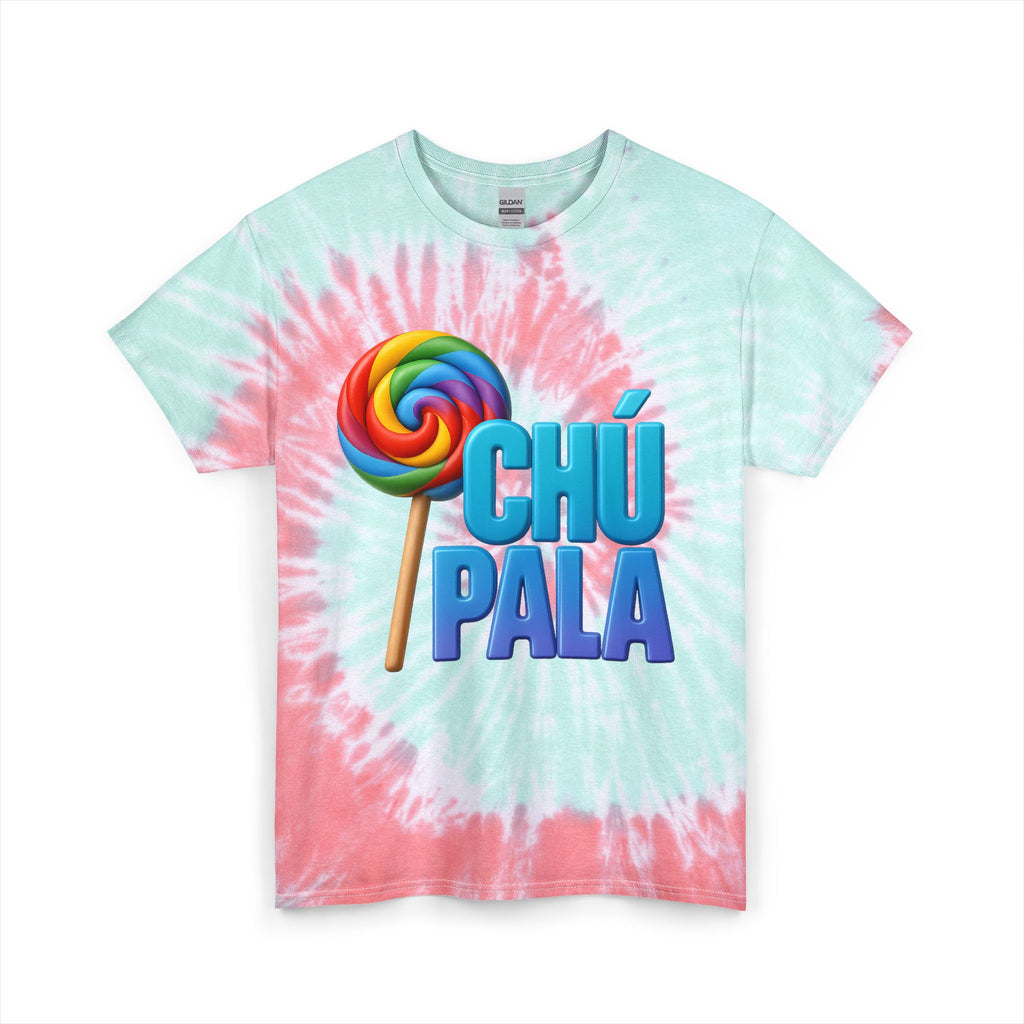 Detalle del diseño paleta Chú Pala en playera tie-dye única