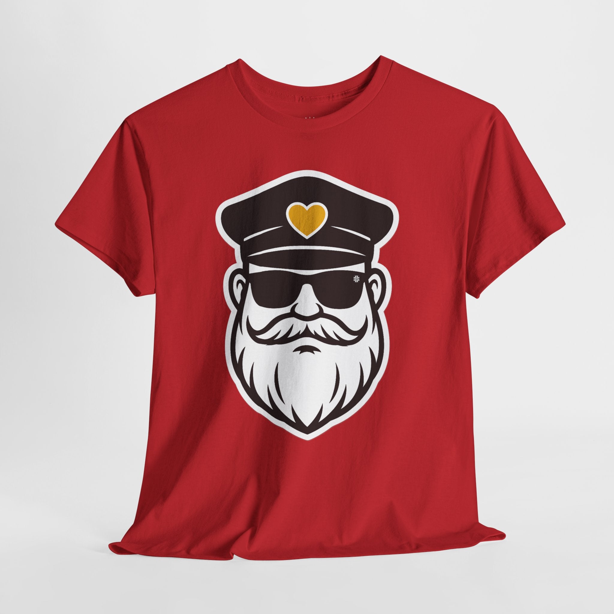 Bearded Captain Graphic Tee — Nautical Sailor Hat Design with Heart