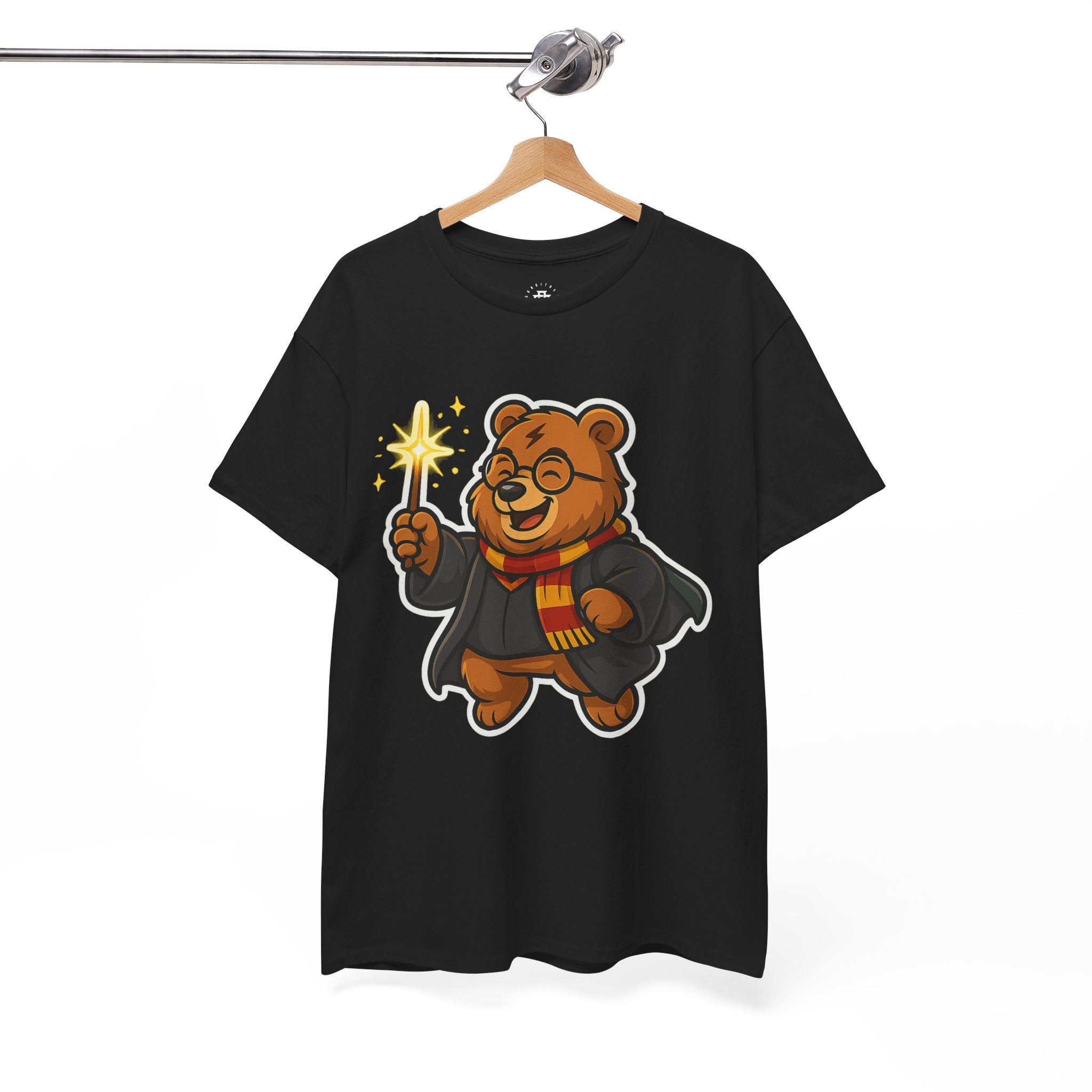 Wizard Bear T-Shirt — Cute Cartoon Bear with Wand & Scarf