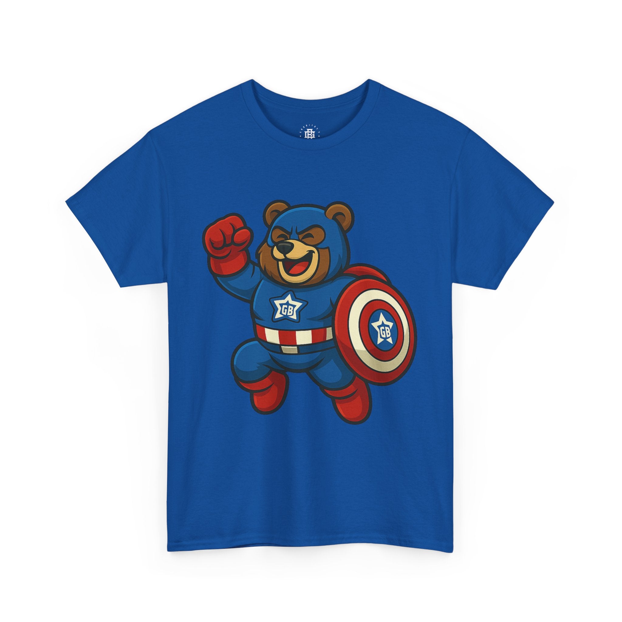 Captain Bear Kids T‑Shirt — Superhero Bear Shield Tee for Toddlers & Kids