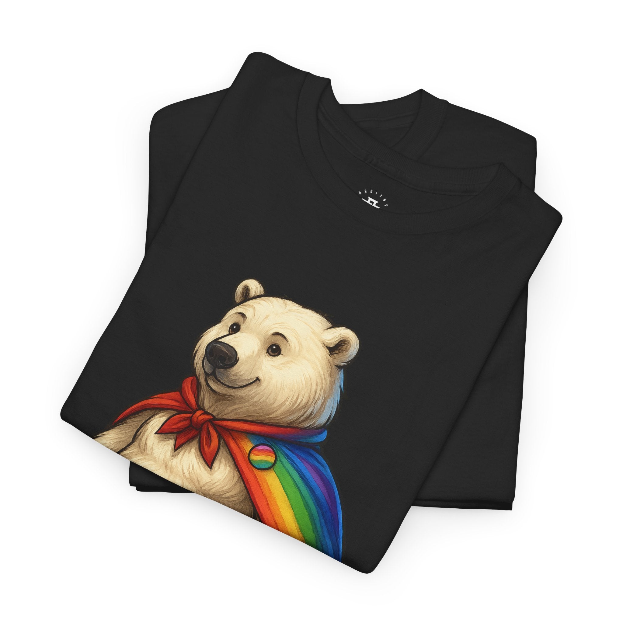 Rainbow Cape Polar Bear T‑Shirt — Cute LGBTQ+ Pride Graphic Tee