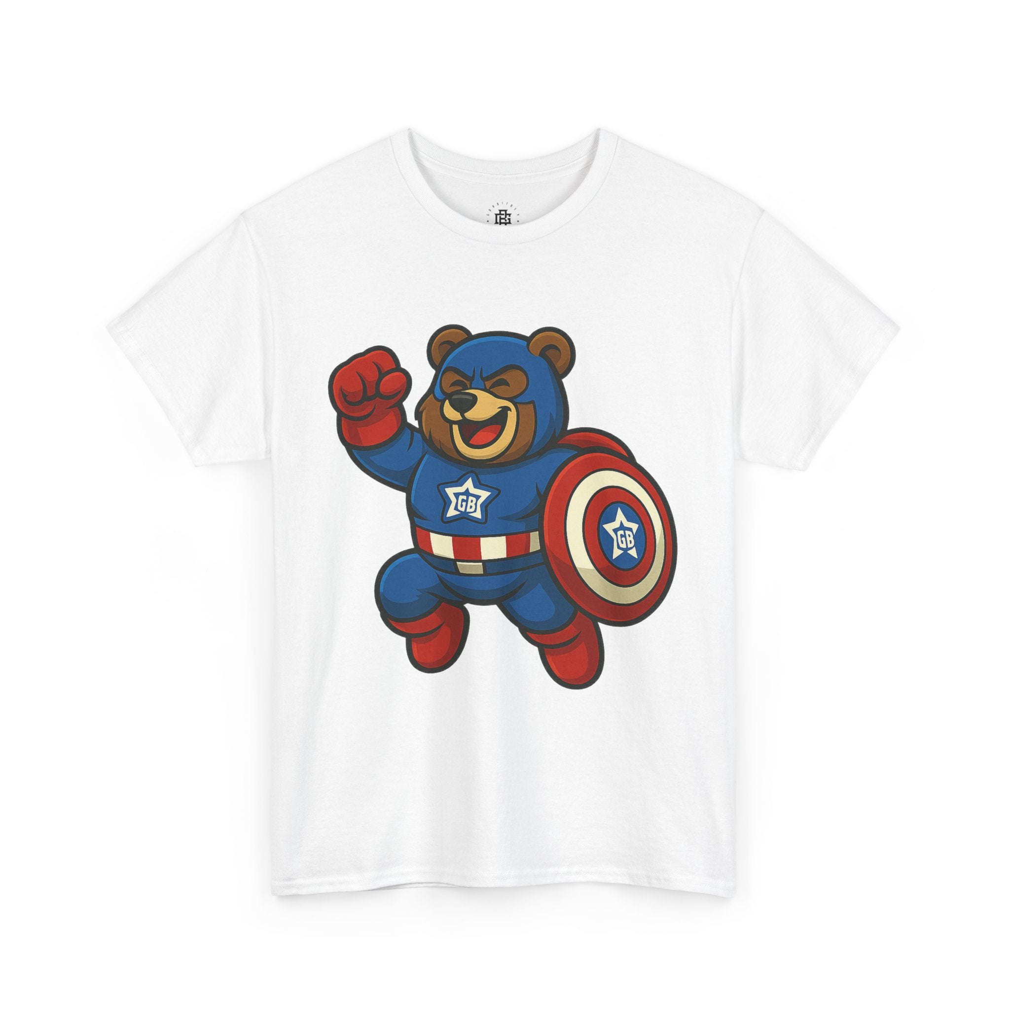 Captain Bear Kids T‑Shirt — Superhero Bear Shield Tee for Toddlers & Kids