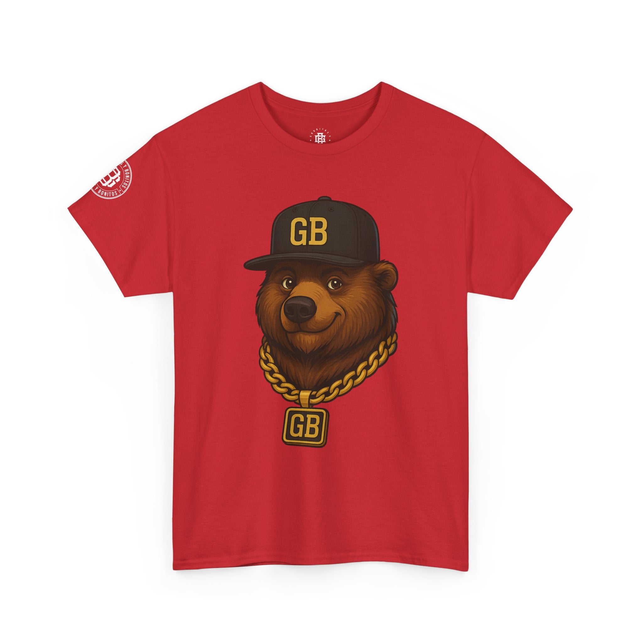 Bear Hip-Hop Tee — 'GB' Chain & Cap Graphic Shirt