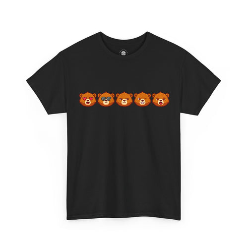 Bear Emoji Line T-Shirt — Cute Bear Faces Graphic Tee