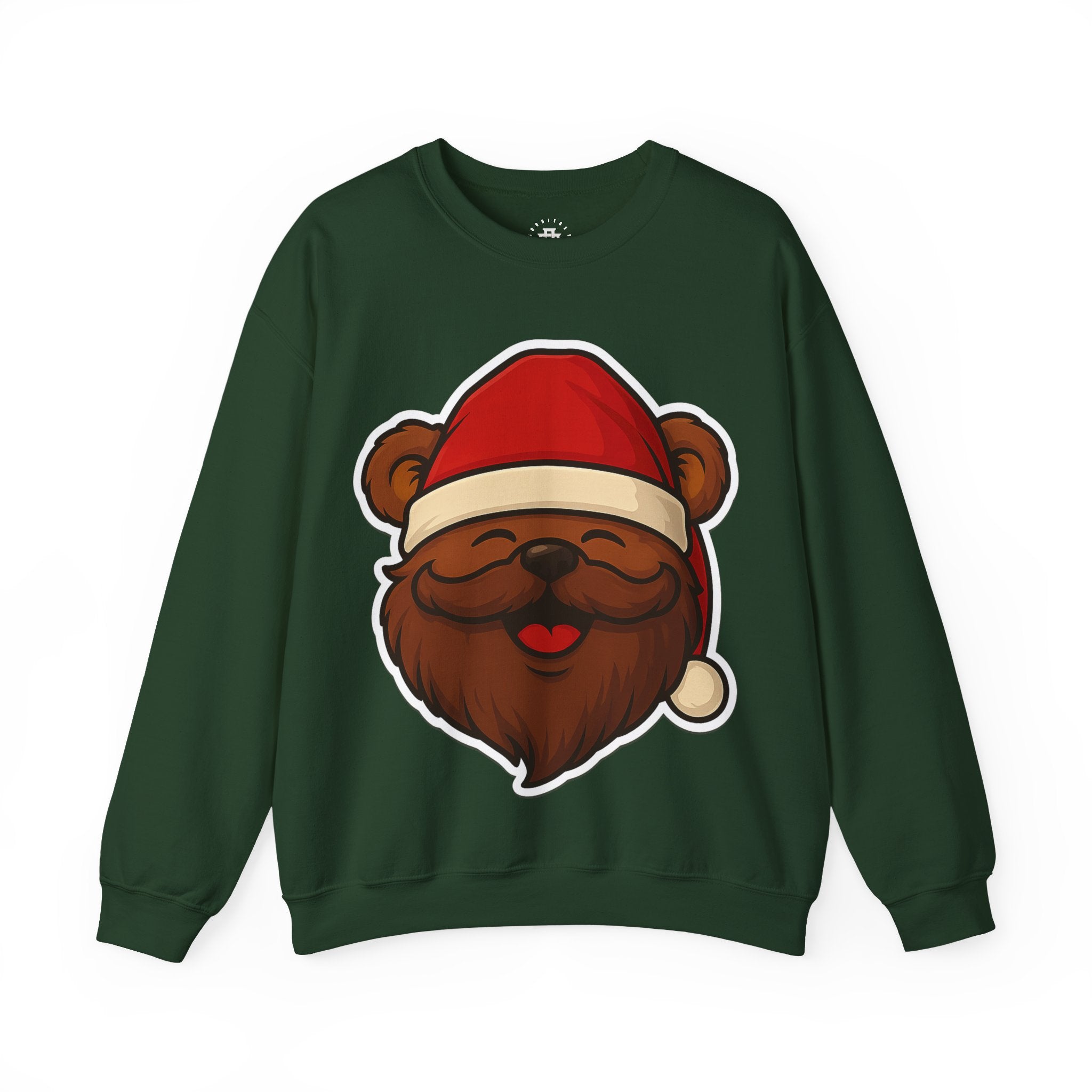 Christmas Bear Sweatshirt — Santa Bear Face Holiday Crewneck