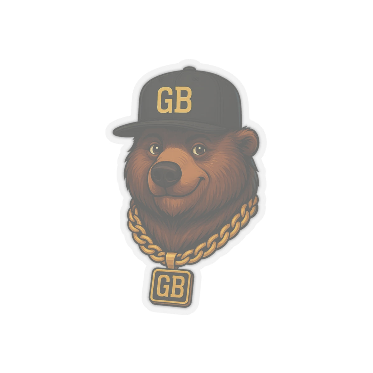 Cool Bear Sticker — Gold Chain Hip-Hop Bear Kiss-Cut Decal