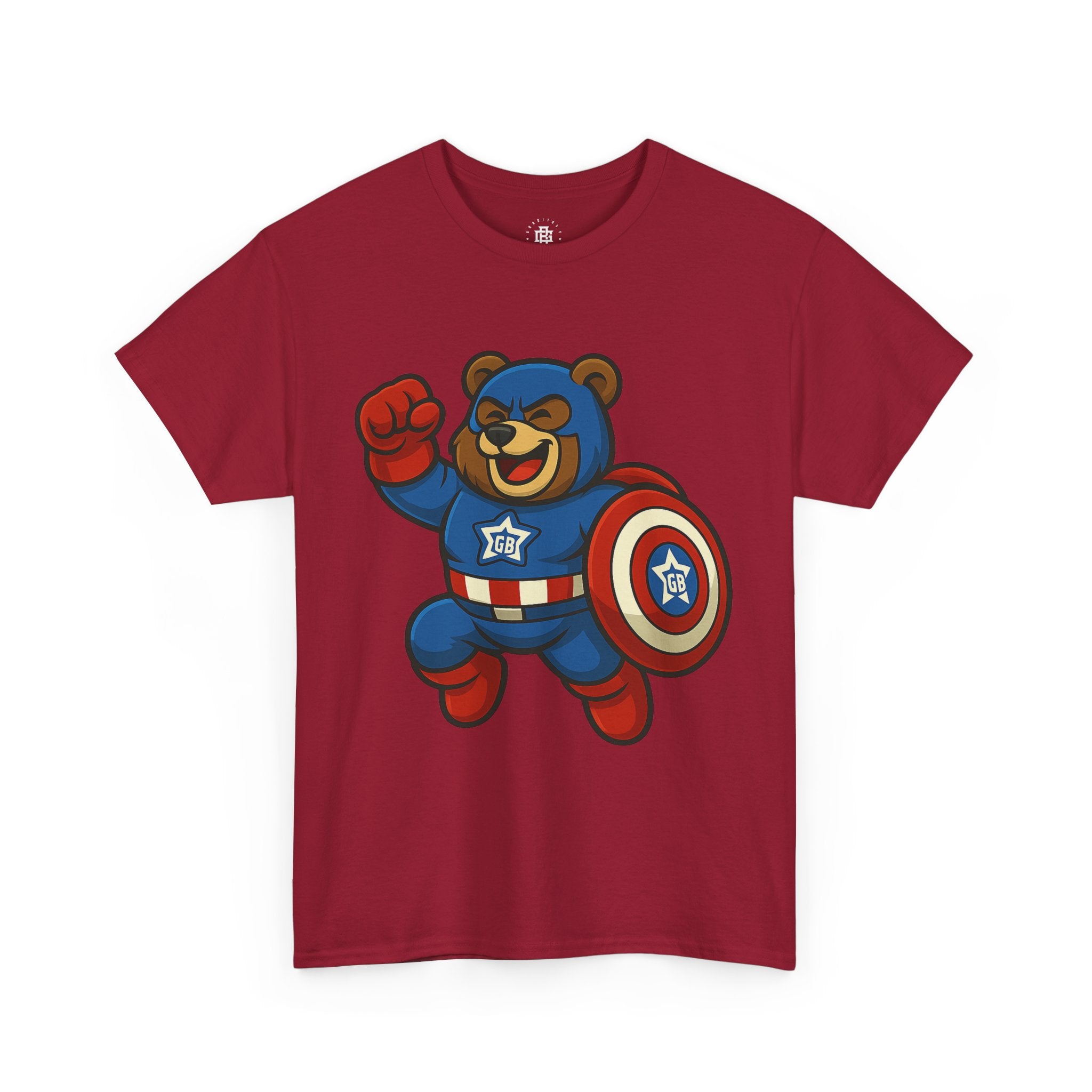 Captain Bear Kids T‑Shirt — Superhero Bear Shield Tee for Toddlers & Kids