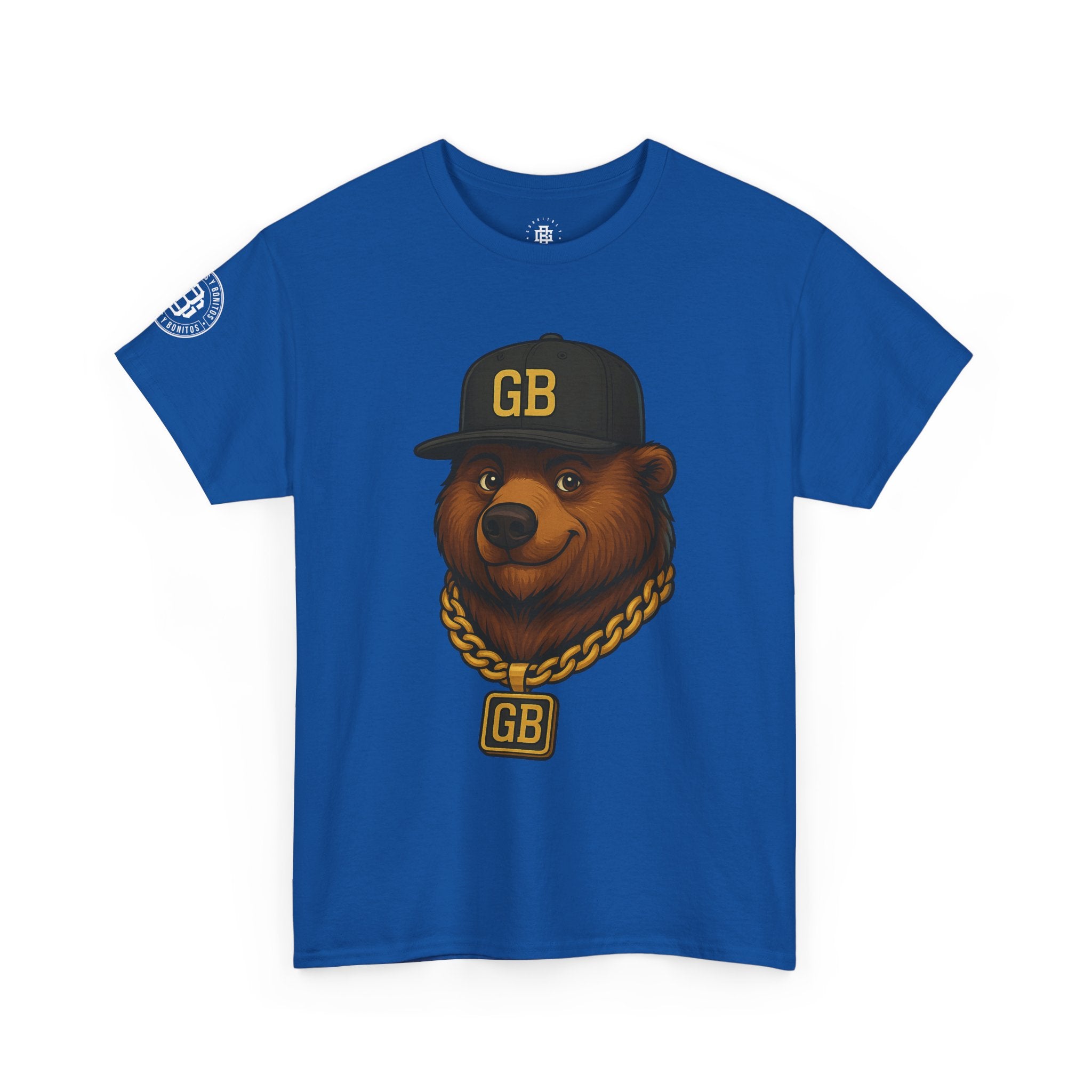 Bear Hip-Hop Tee — 'GB' Chain & Cap Graphic Shirt