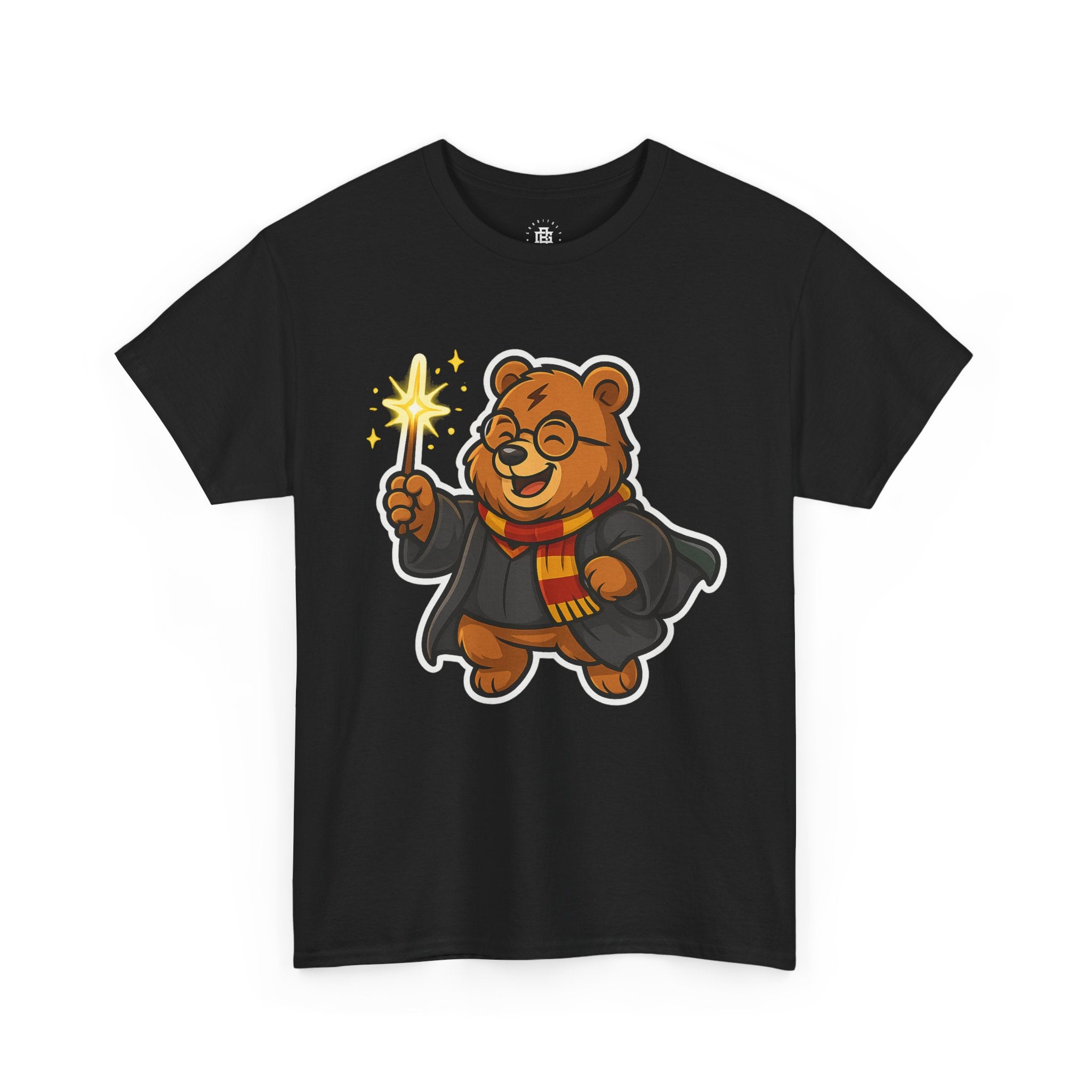 Wizard Bear T-Shirt — Cute Cartoon Bear with Wand & Scarf