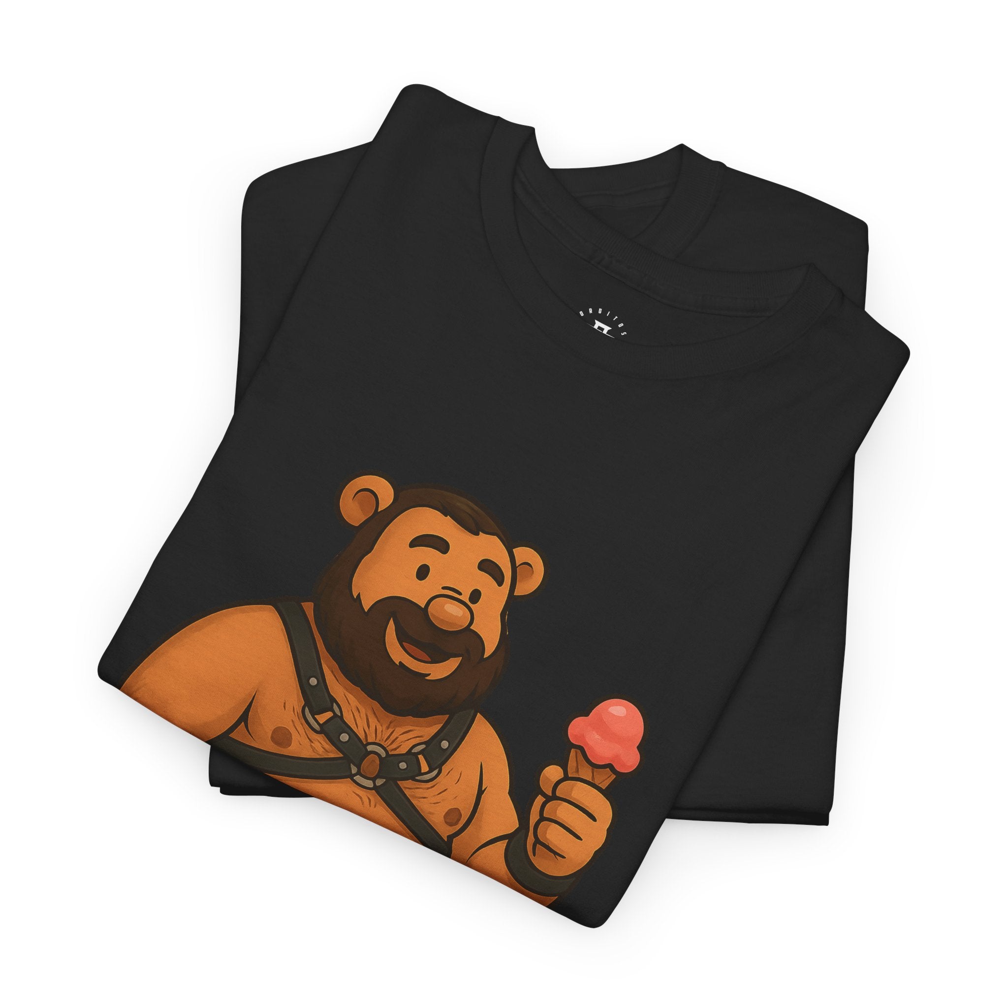 Bear Pride Ice Cream Graphic T-Shirt — Cute Bear with Ice Cream Gay Leather Style Tee