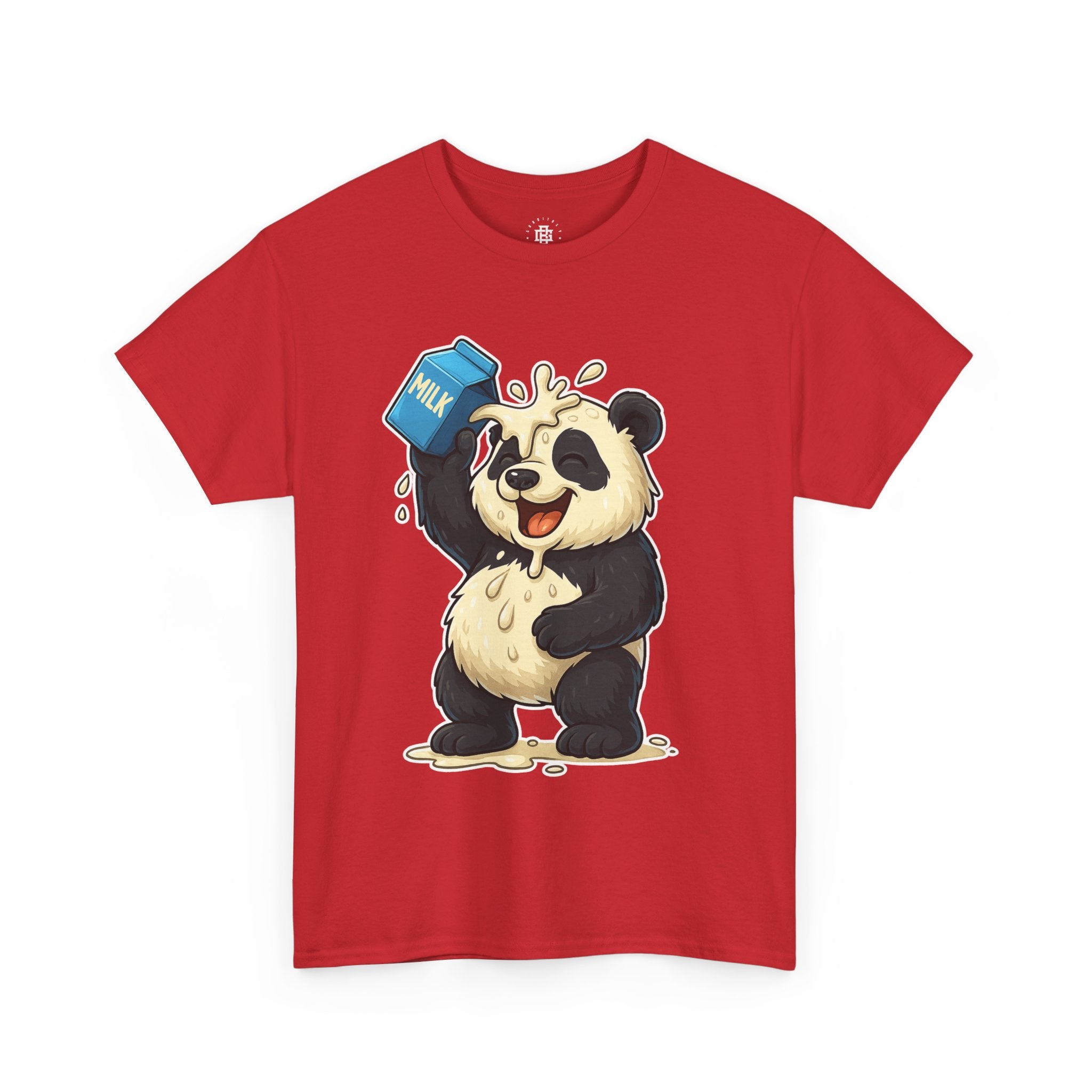 Panda Drinking Milk Graphic Tee — Cute Cartoon Panda Shirt