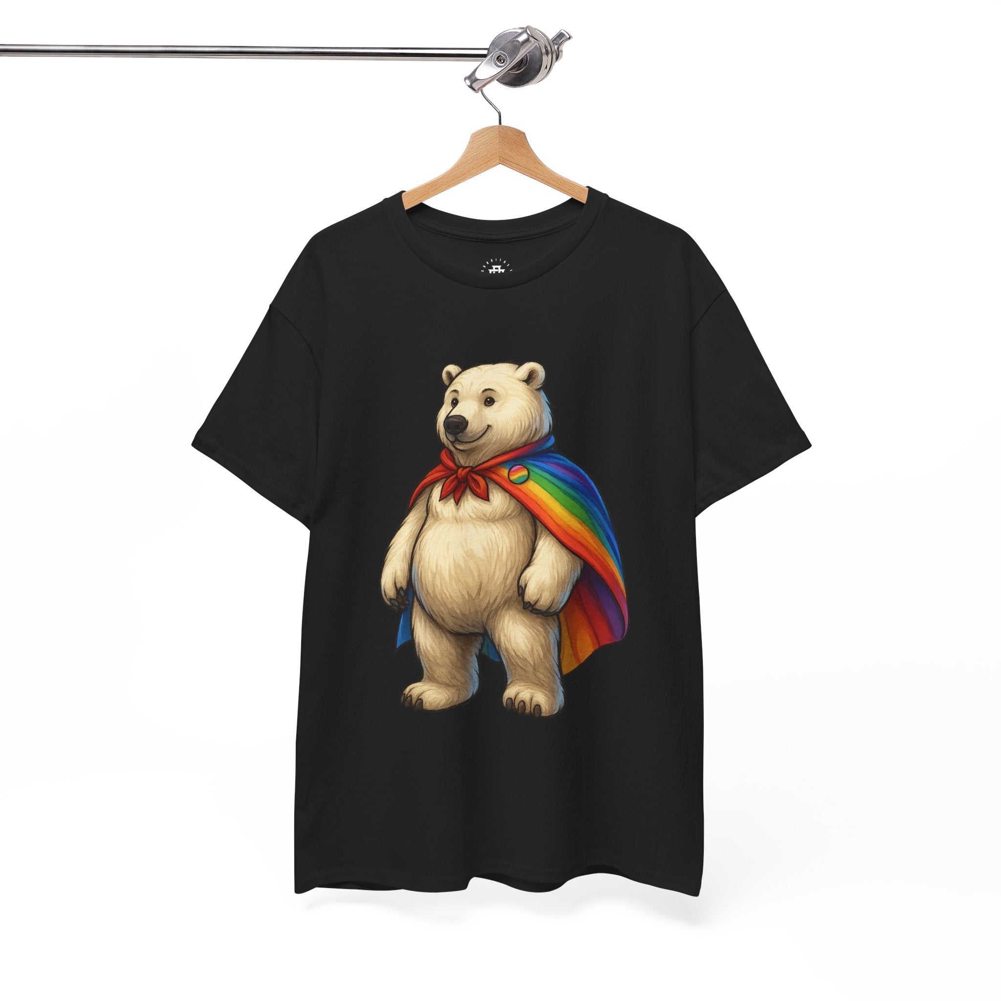 Rainbow Cape Polar Bear T‑Shirt — Cute LGBTQ+ Pride Graphic Tee