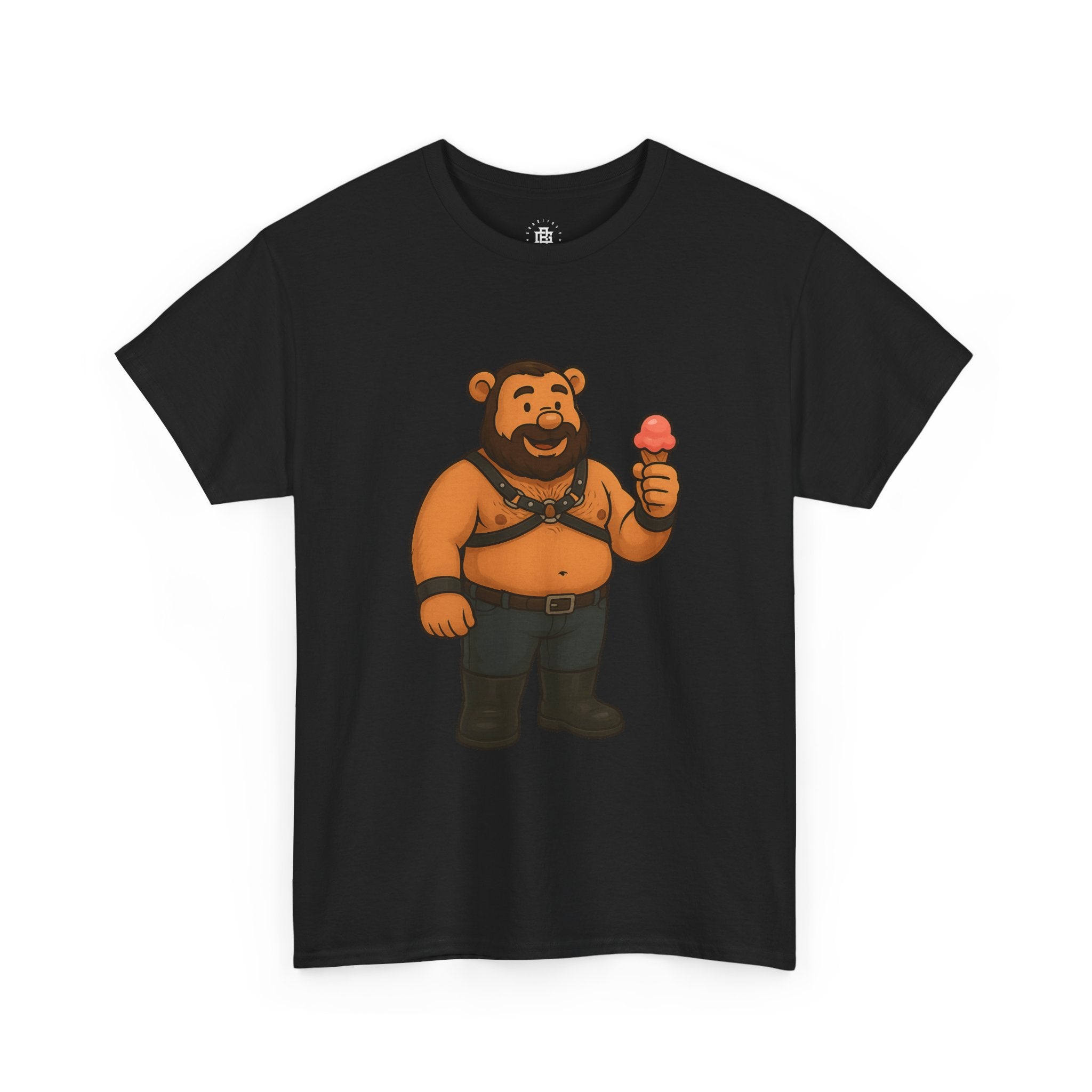 Bear Pride Ice Cream Graphic T-Shirt — Cute Bear with Ice Cream Gay Leather Style Tee