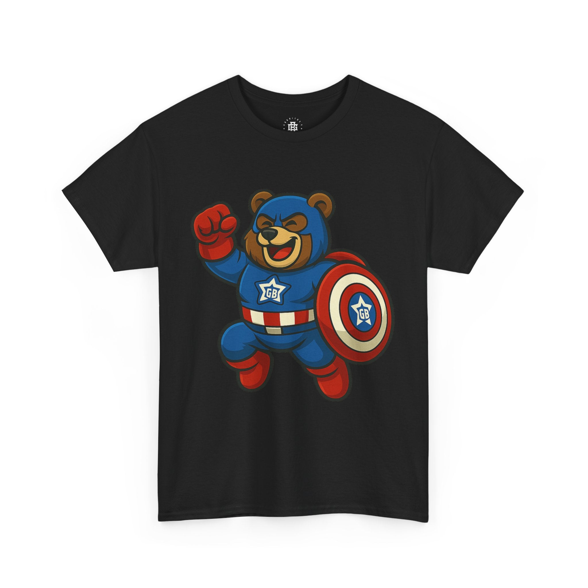 Captain Bear Kids T‑Shirt — Superhero Bear Shield Tee for Toddlers & Kids