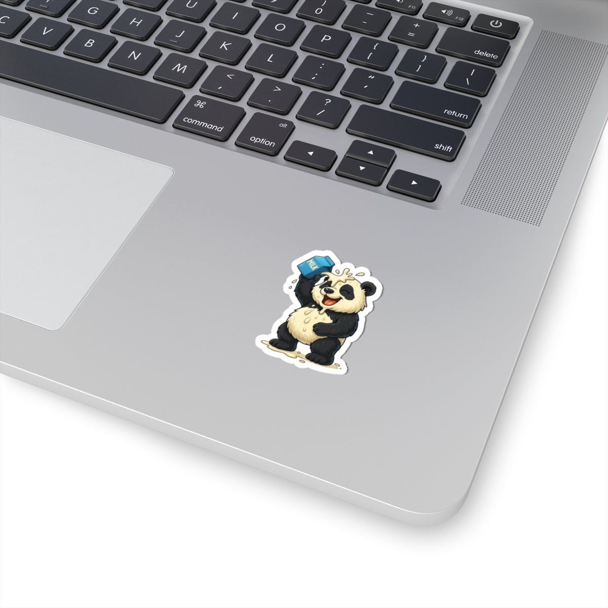 Panda Pouring Milk Kiss-Cut Sticker — Cute Cartoon Laptop Decal