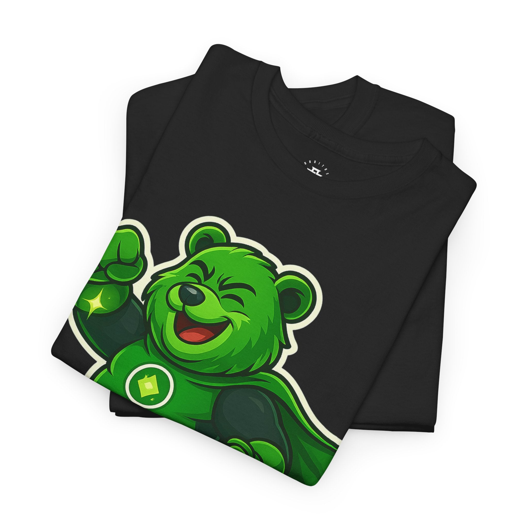 Green Superhero Bear T‑Shirt — Cute Gamer/Geek Graphic Tee