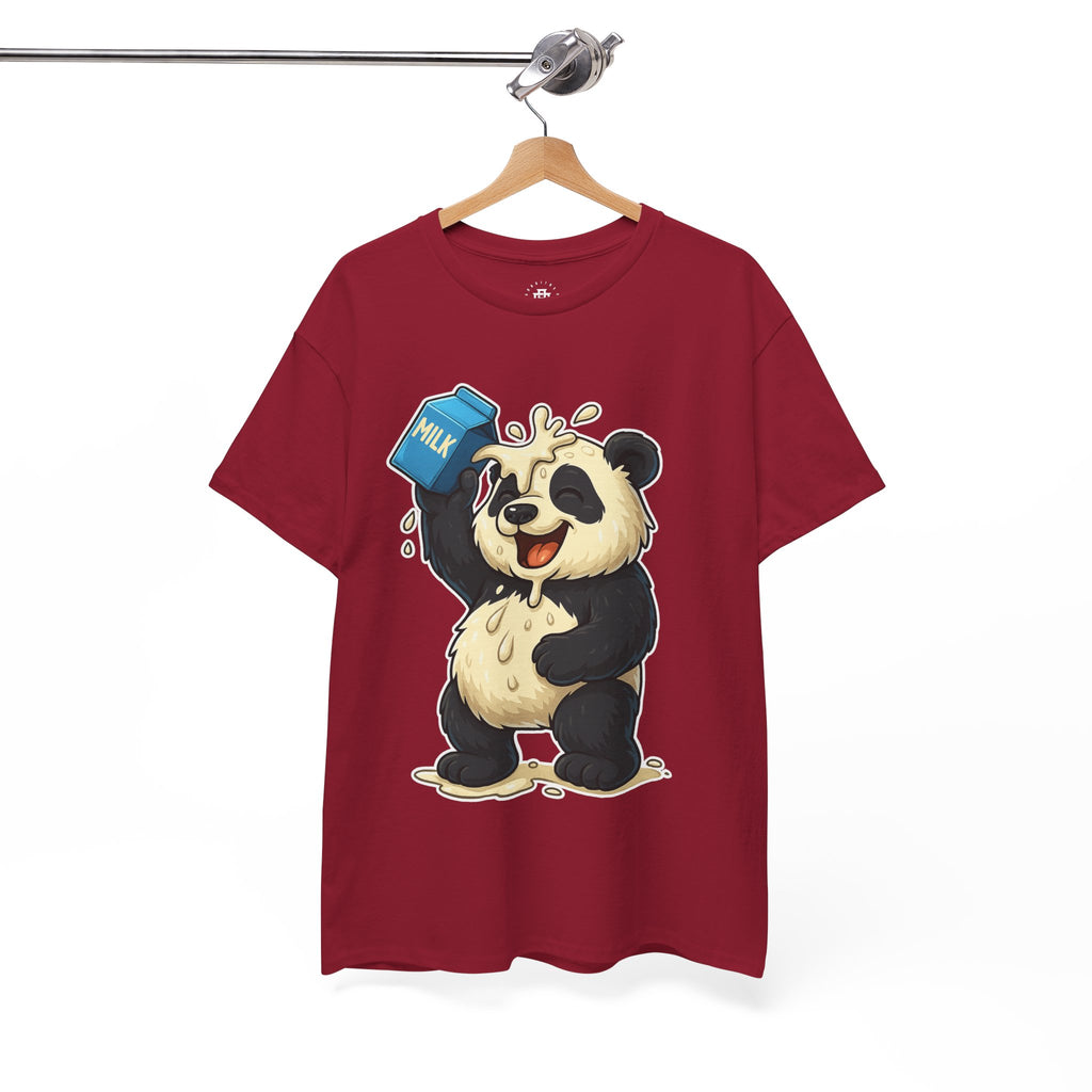 Panda Drinking Milk Graphic Tee — Cute Cartoon Panda Shirt