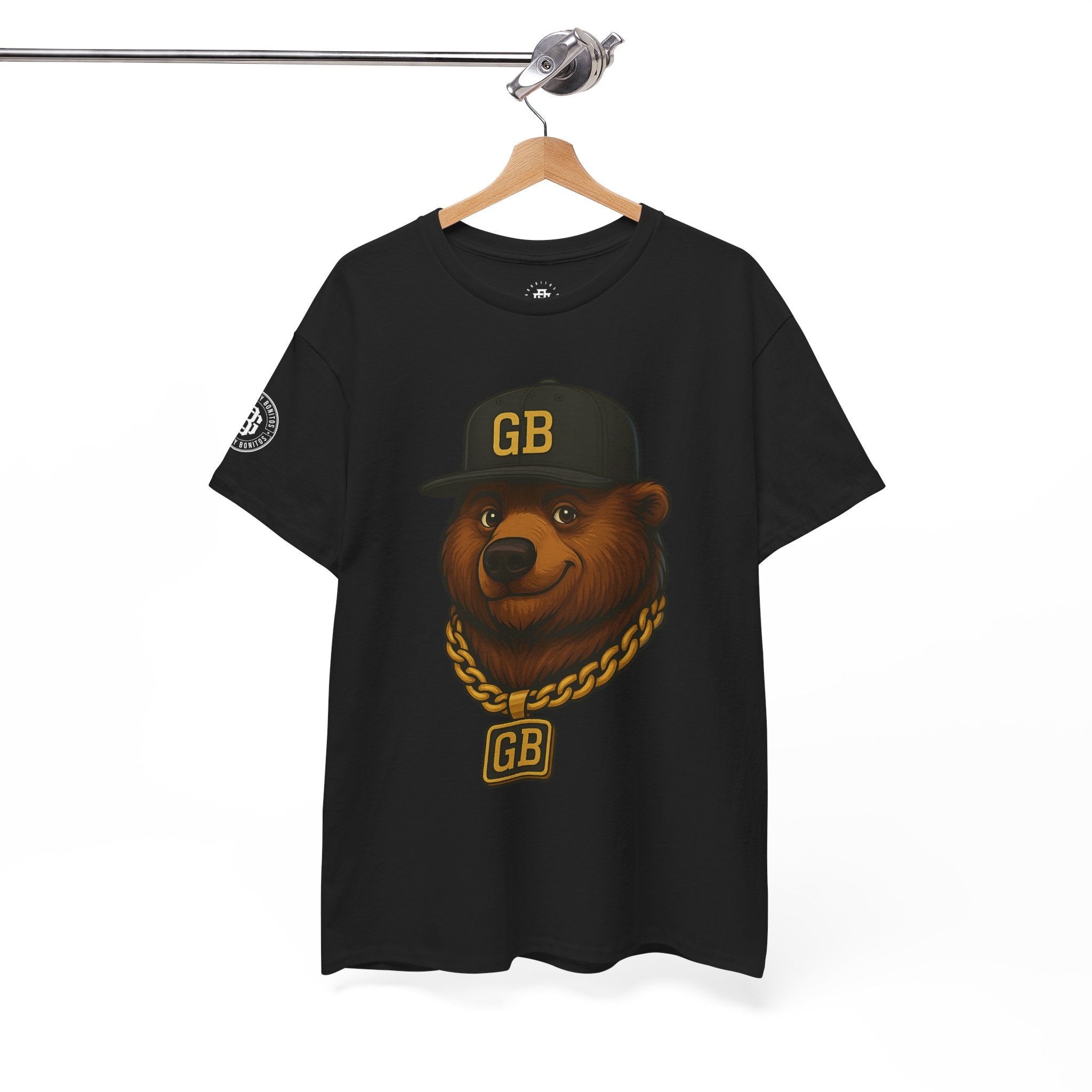 Bear Hip-Hop Tee — 'GB' Chain & Cap Graphic Shirt