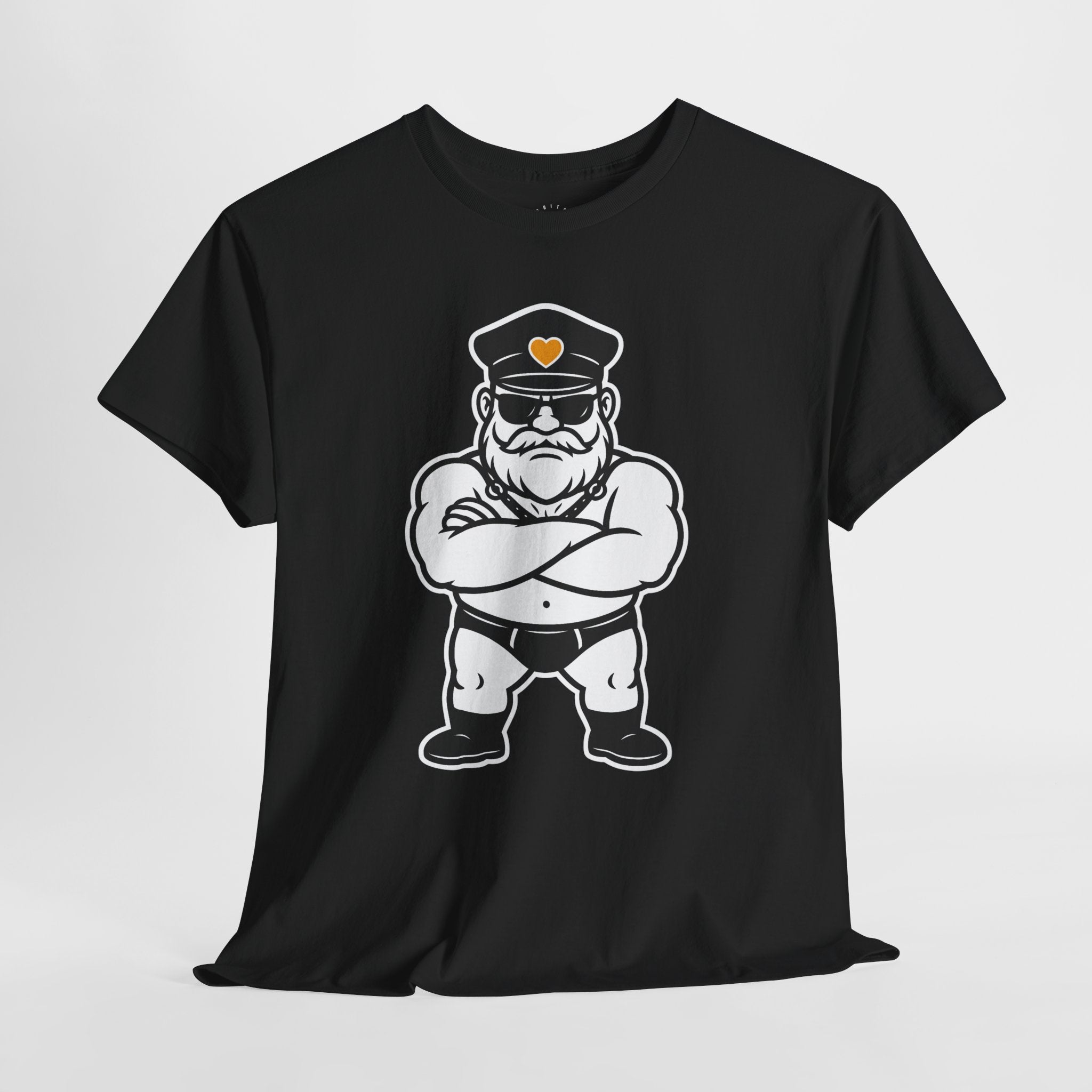 Leather Daddy Police Cartoon T‑Shirt — Funny Biker Pride Tee