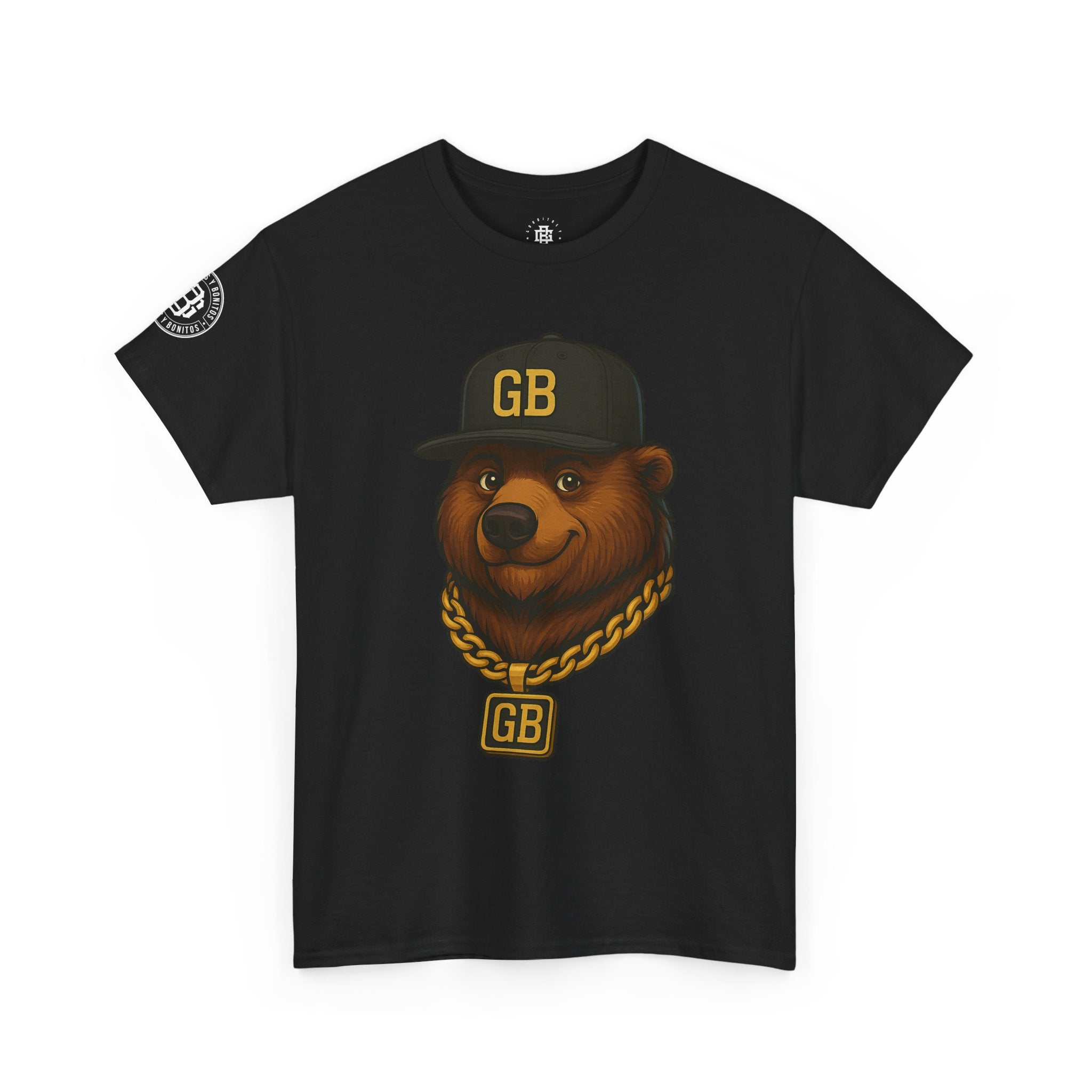 Bear Hip-Hop Tee — 'GB' Chain & Cap Graphic Shirt