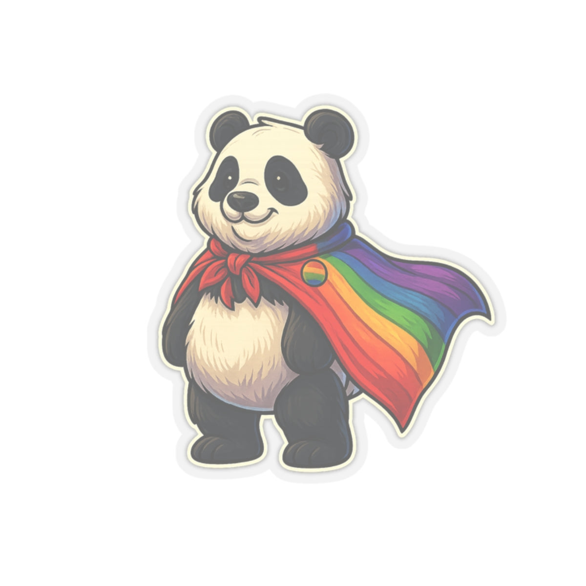 Cute Panda with Rainbow Cape Sticker — Pride, Laptop & Water Bottle Vinyl Kiss-Cut