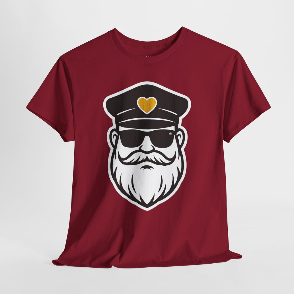 Bearded Captain Graphic Tee — Nautical Sailor Hat Design with Heart