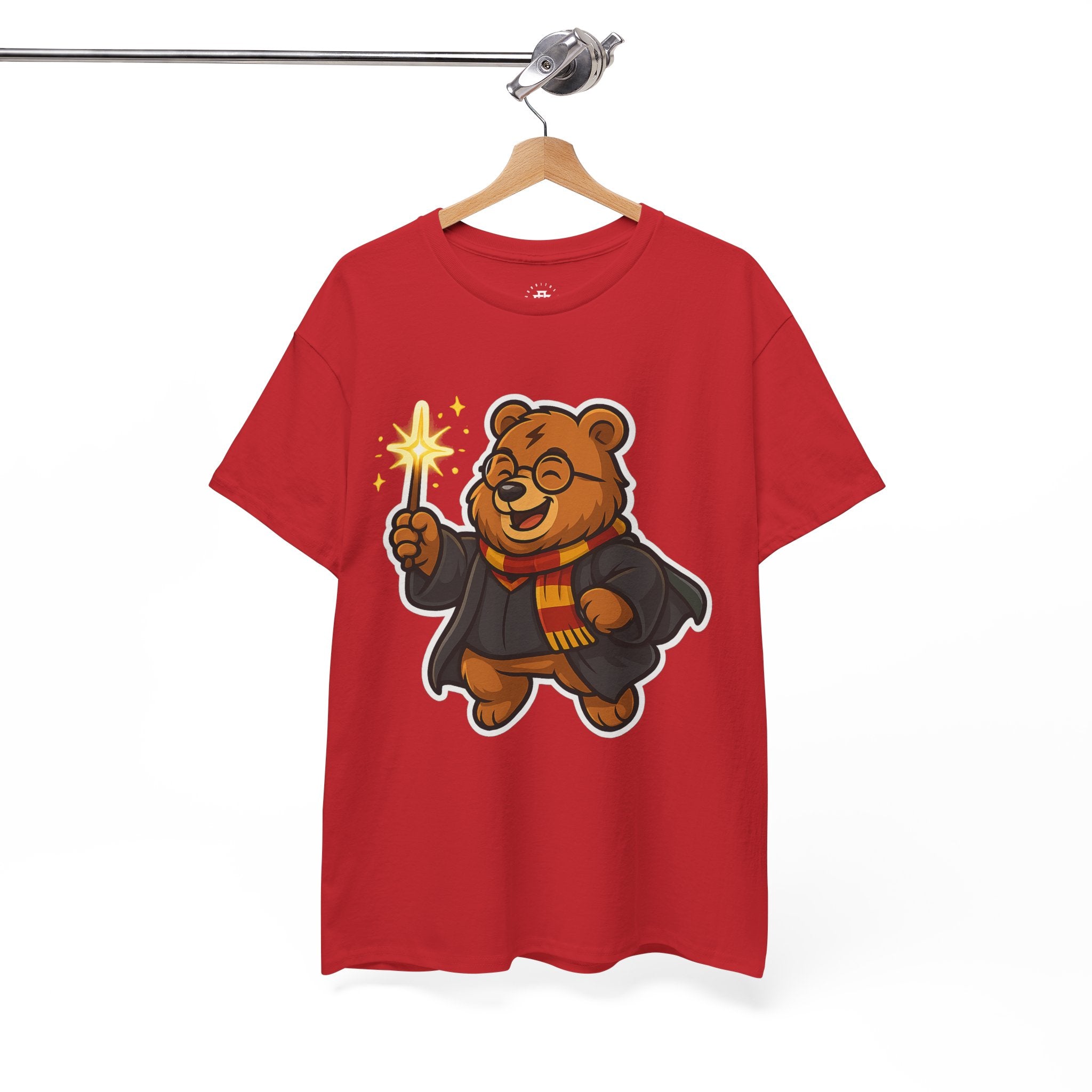 Wizard Bear T-Shirt — Cute Cartoon Bear with Wand & Scarf