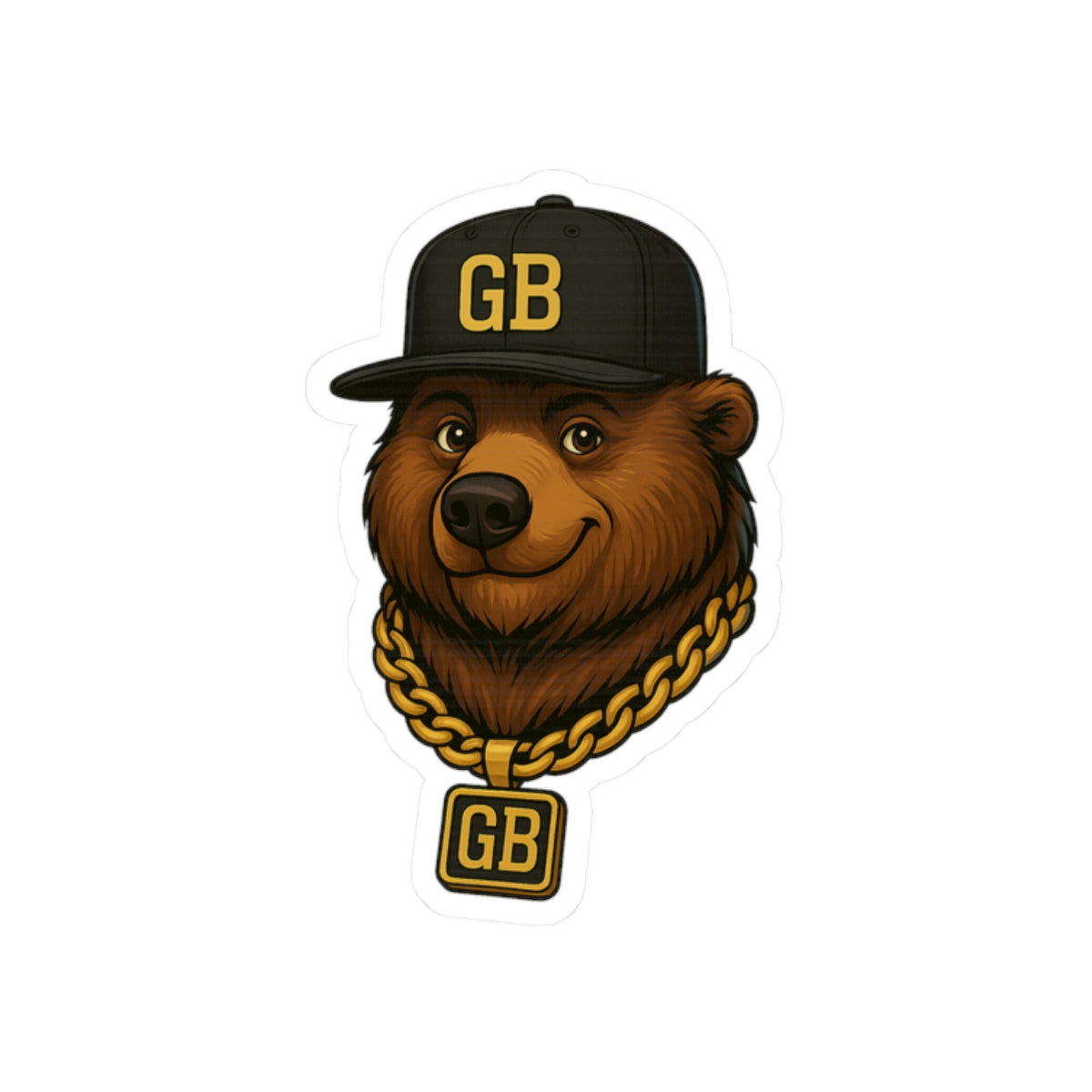 Cool Bear Sticker — Gold Chain Hip-Hop Bear Kiss-Cut Decal