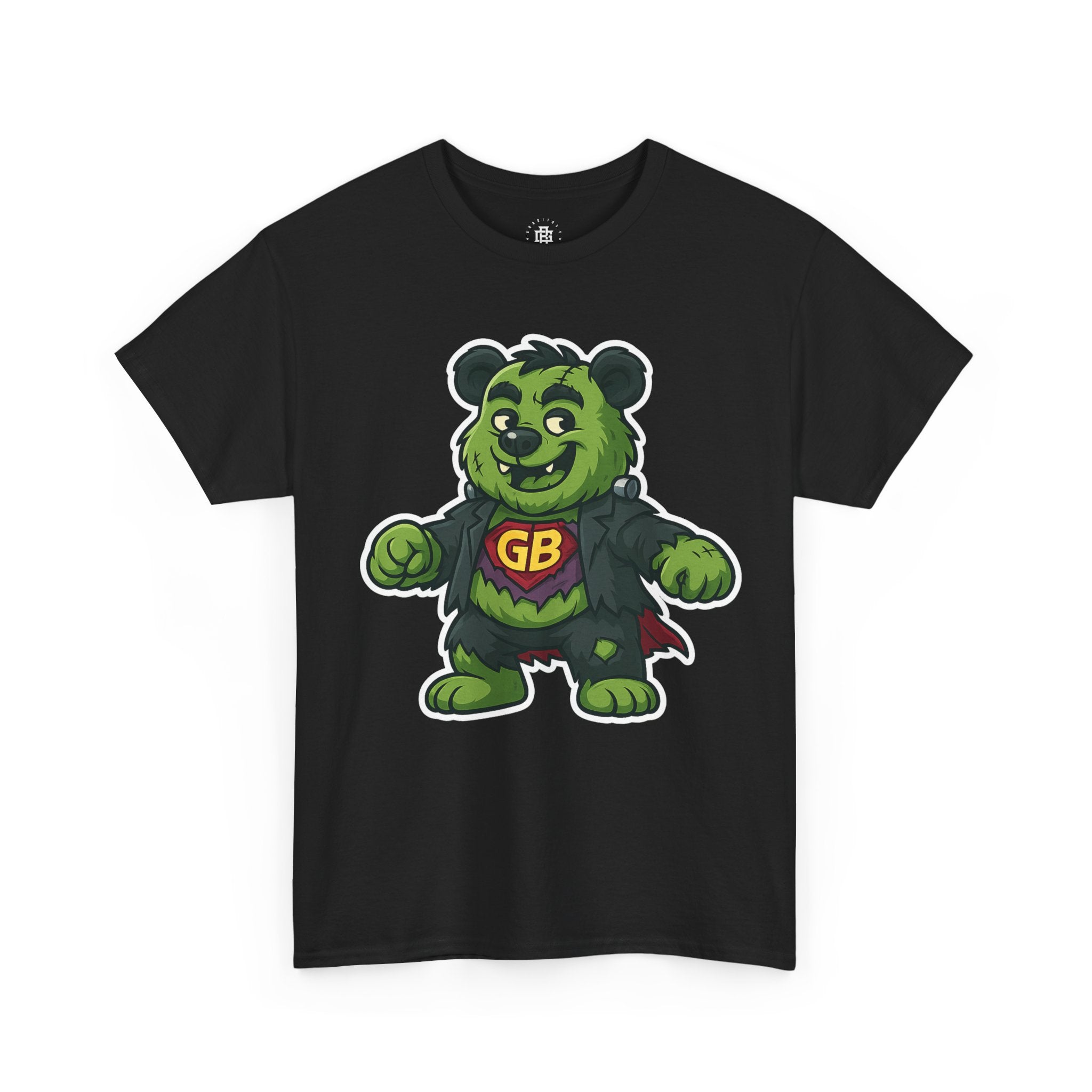 Green Monster Bear Graphic Tee — GB Superhero Cute Cartoon T-Shirt